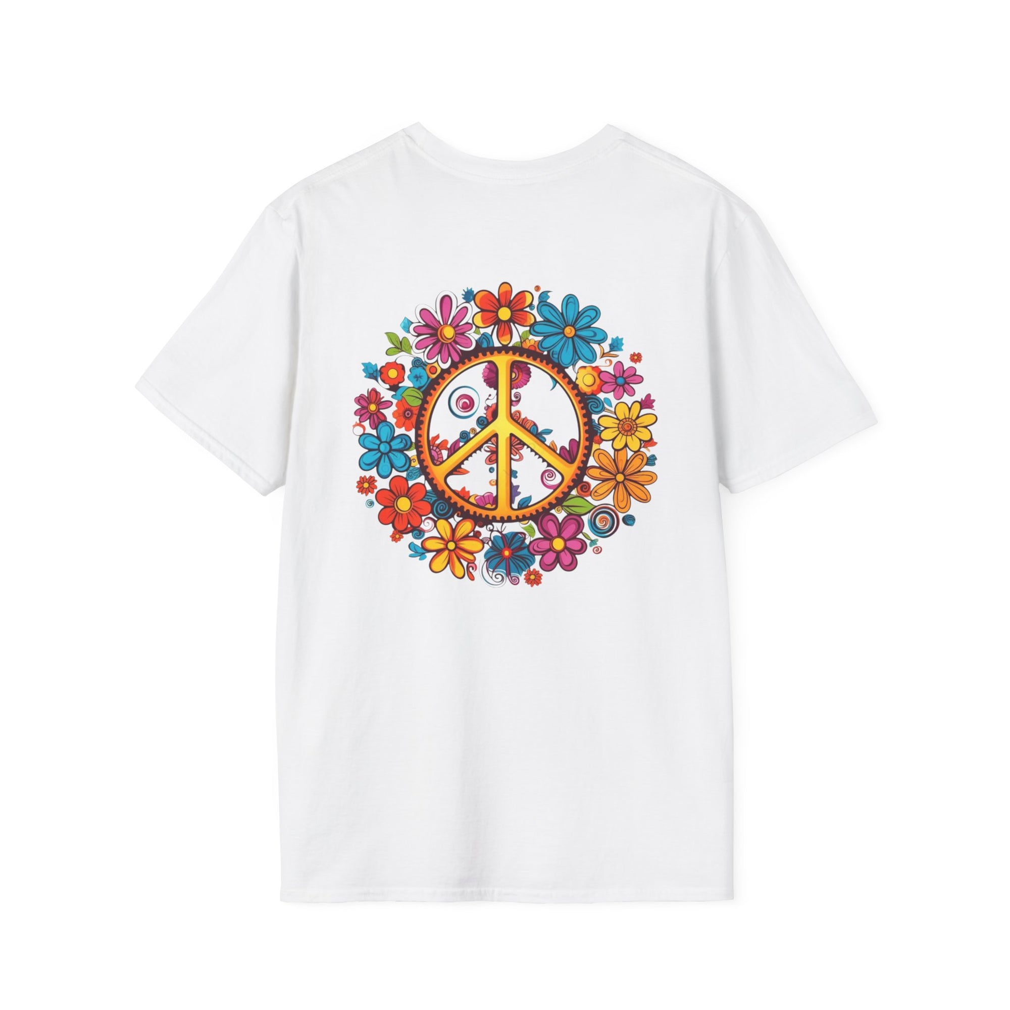 Bohemian Floral T-Shirt, Hippie Shirt, Peace Sign Tee, Gift for Festival Lovers, Artistic Apparel, Unisex Graphic Tee