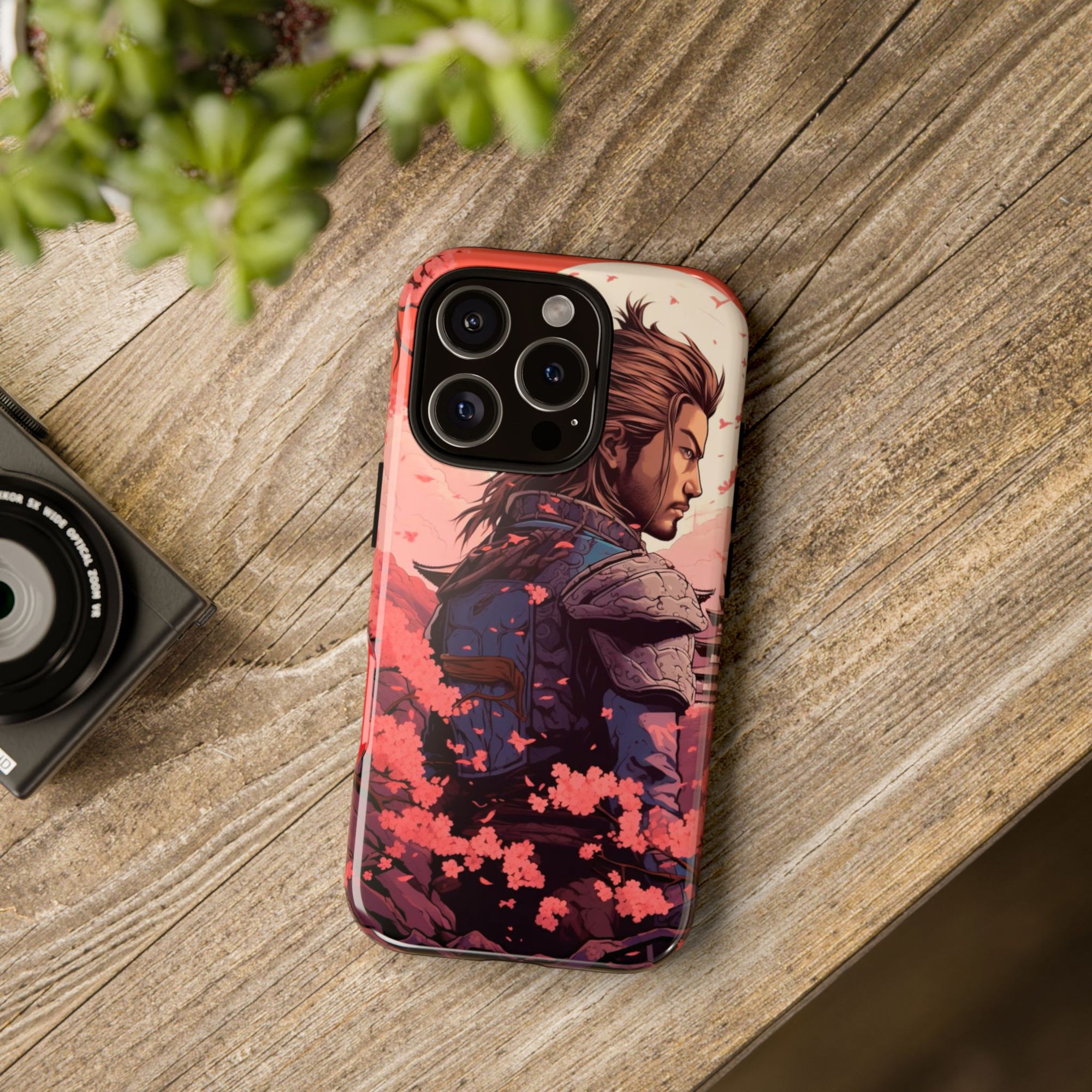 Samurai Phone Case, Tough Cases for Men, Cherry Blossom Art, Gift for Anime Fans, Unique Phone Accessory, Stylish Protection