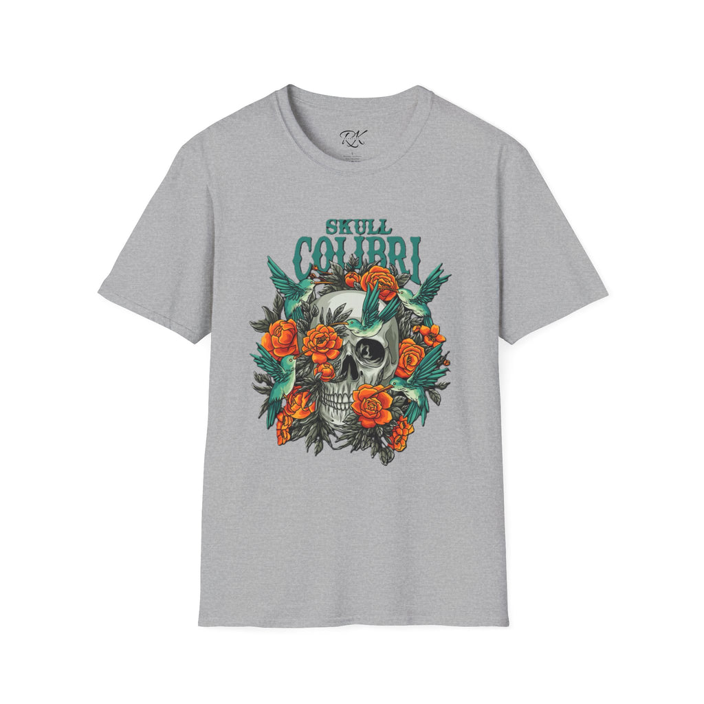 Skull & Roses Unisex T-Shirt, Casual Graphic Tee, Boho Shirt, Unique Gift, Festival Wear, Everyday Style