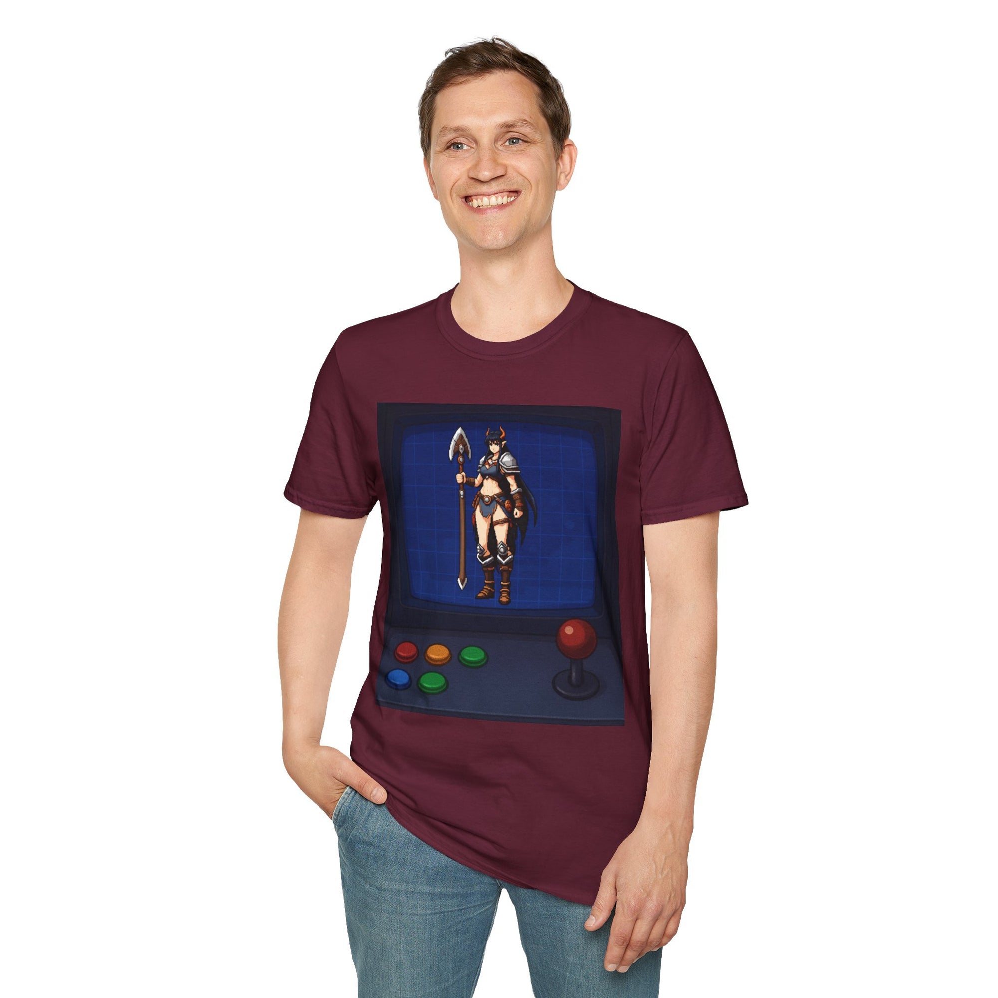 Unisex Barbarian Woman T-Shirt - Softstyle Graphic Tee for Gamers, Gifts for Her, Casual Wear, Birthday Present, Retro Style