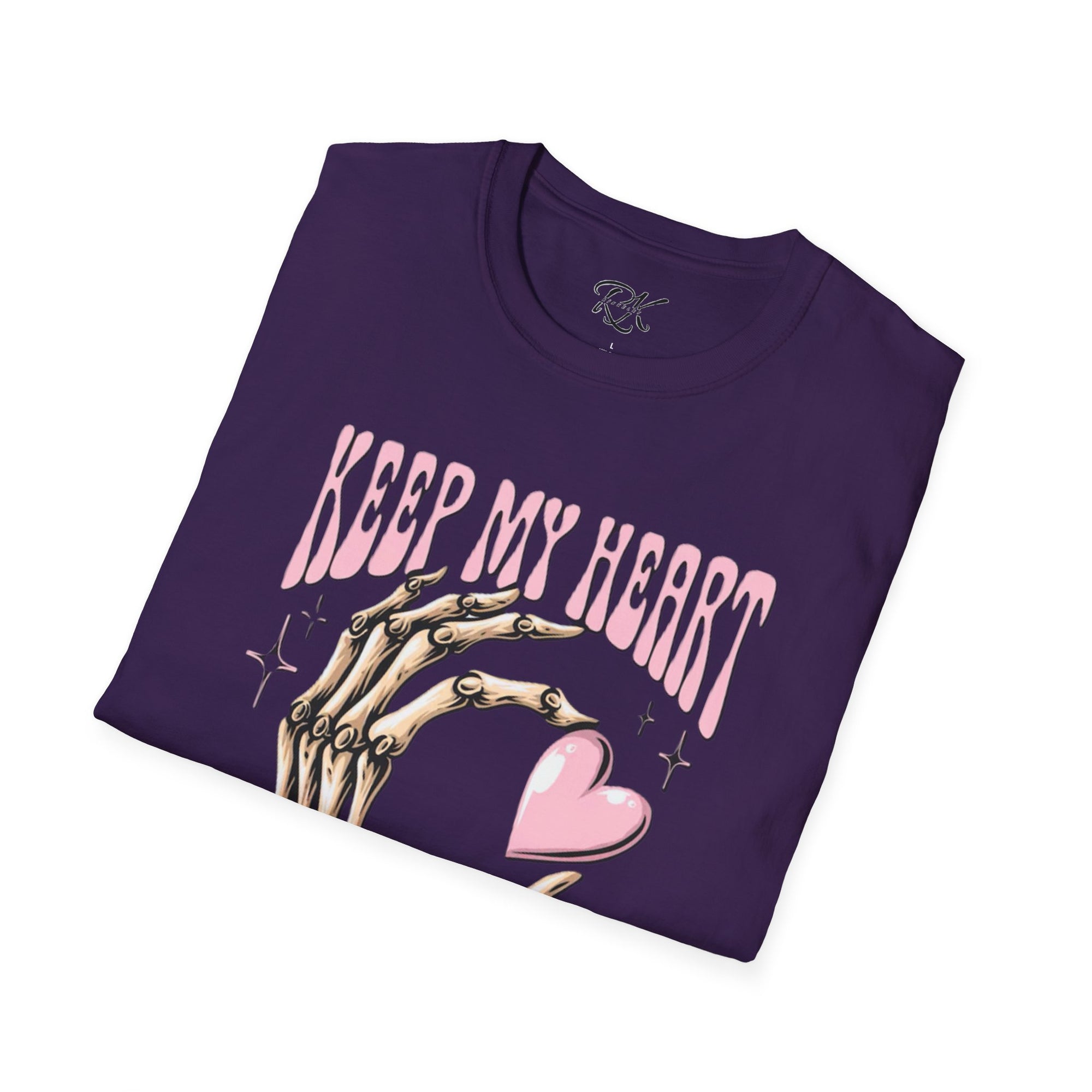 Keep My Heart Unisex Softstyle T-Shirt, Cute Graphic Tee, Valentine's Day Gift, Casual Style, Skeleton Design, Soft Cotton