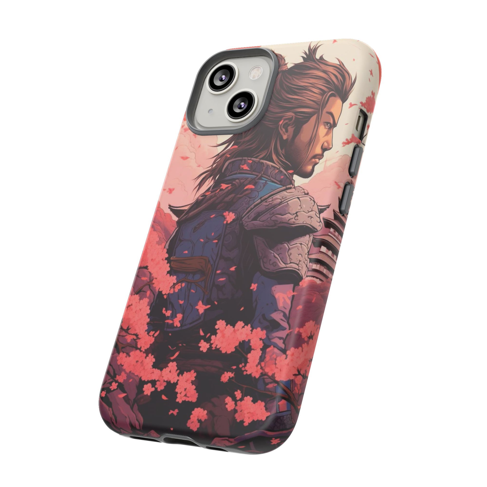 Samurai Phone Case, Tough Cases for Men, Cherry Blossom Art, Gift for Anime Fans, Unique Phone Accessory, Stylish Protection