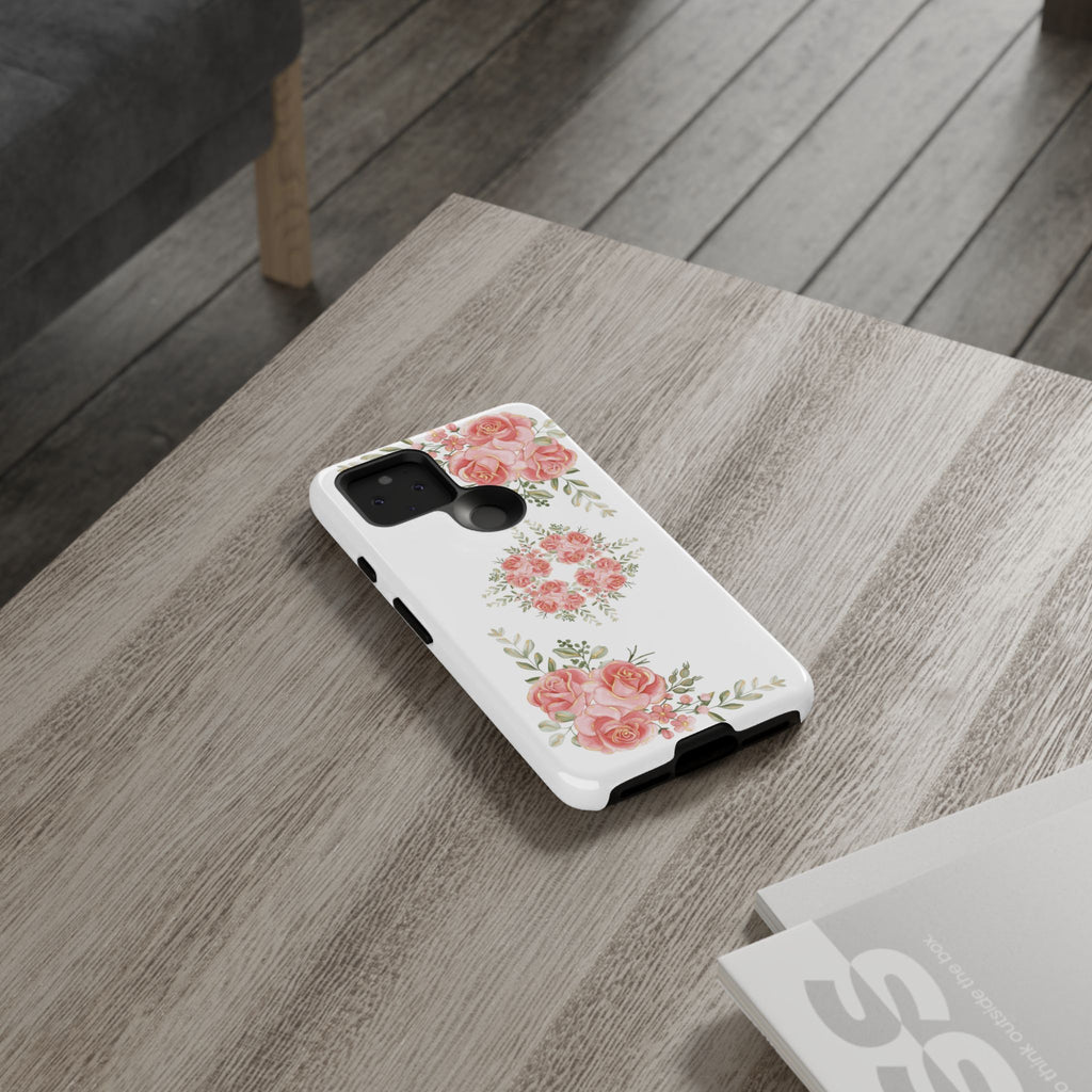Floral Phone Case, Tough iPhone Case, Rose Design Case, Gift for Her, Floral Phone Cover