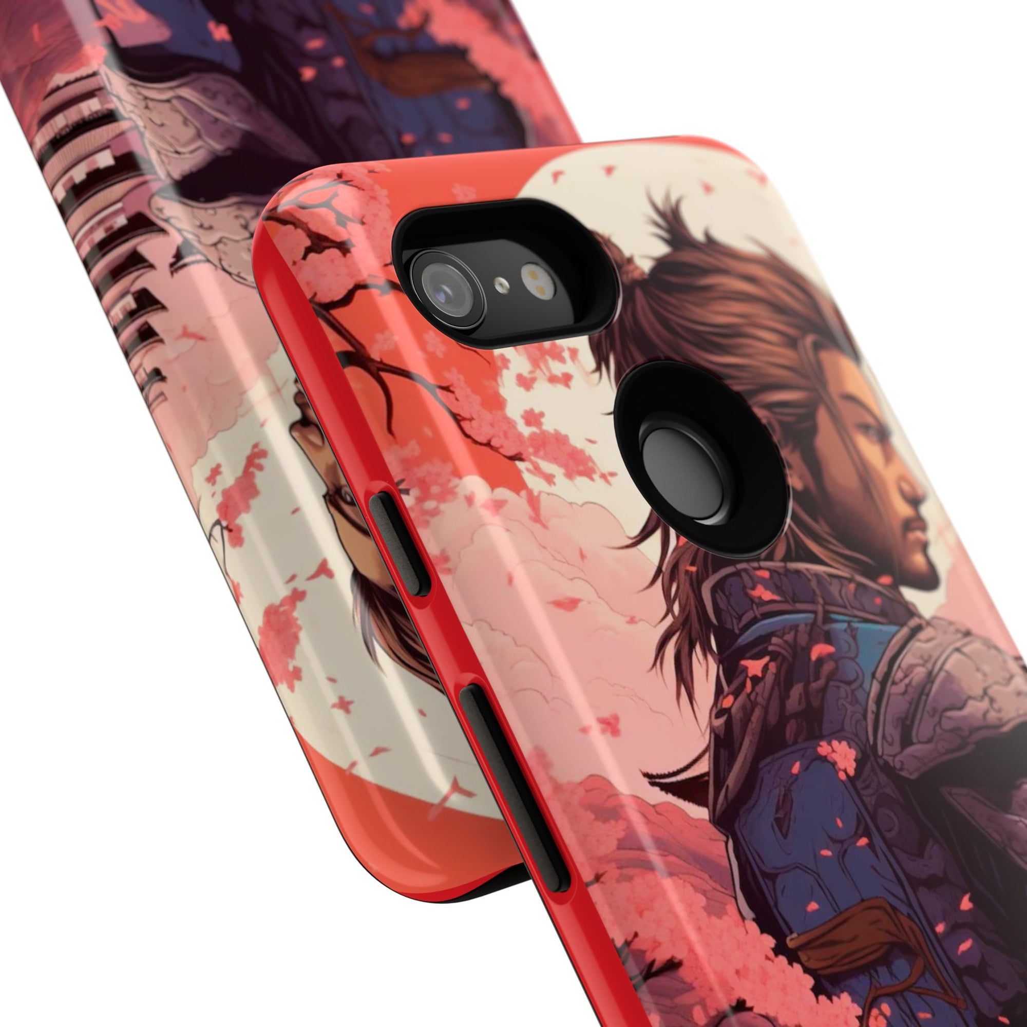 Samurai Phone Case, Tough Cases for Men, Cherry Blossom Art, Gift for Anime Fans, Unique Phone Accessory, Stylish Protection