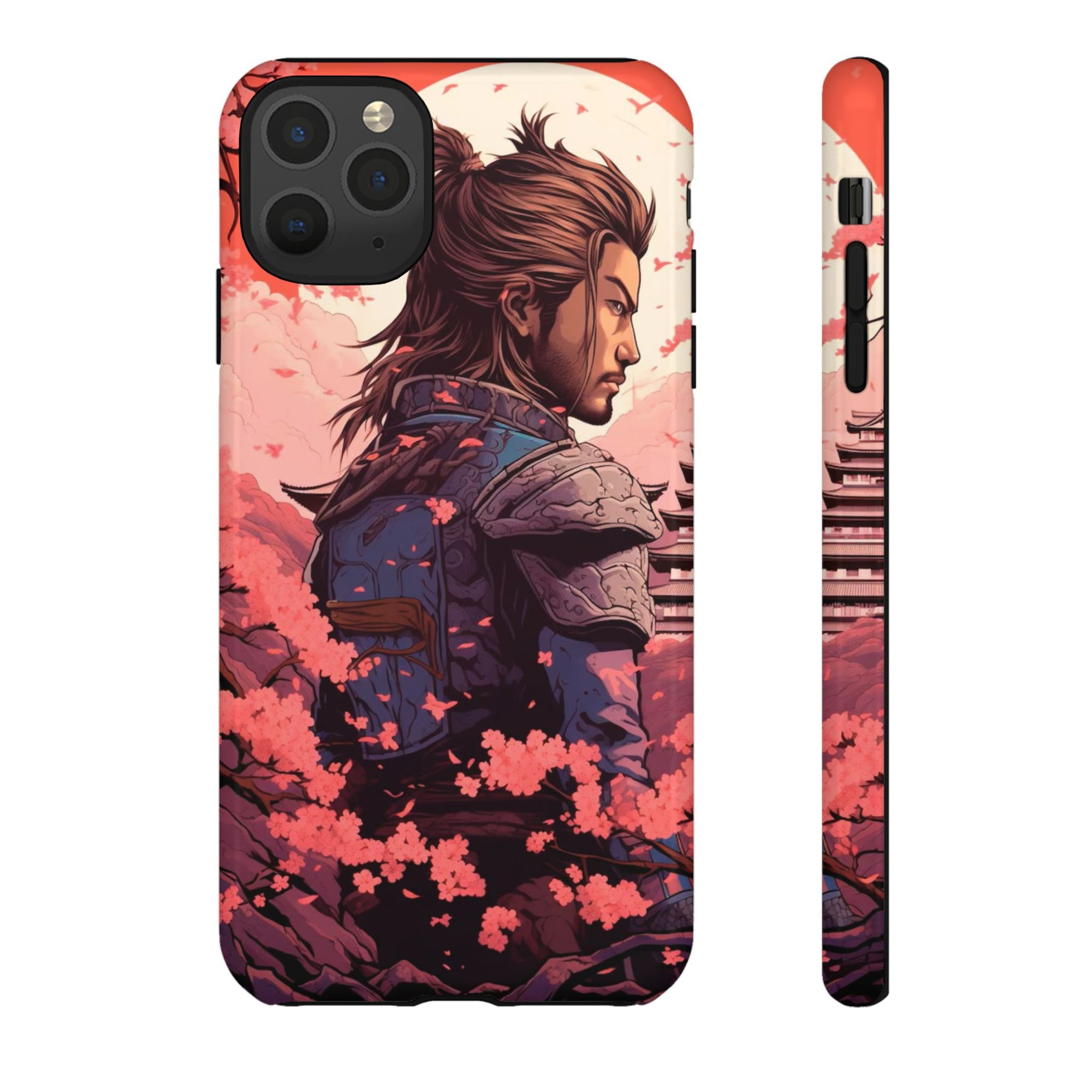 Samurai Phone Case, Tough Cases for Men, Cherry Blossom Art, Gift for Anime Fans, Unique Phone Accessory, Stylish Protection