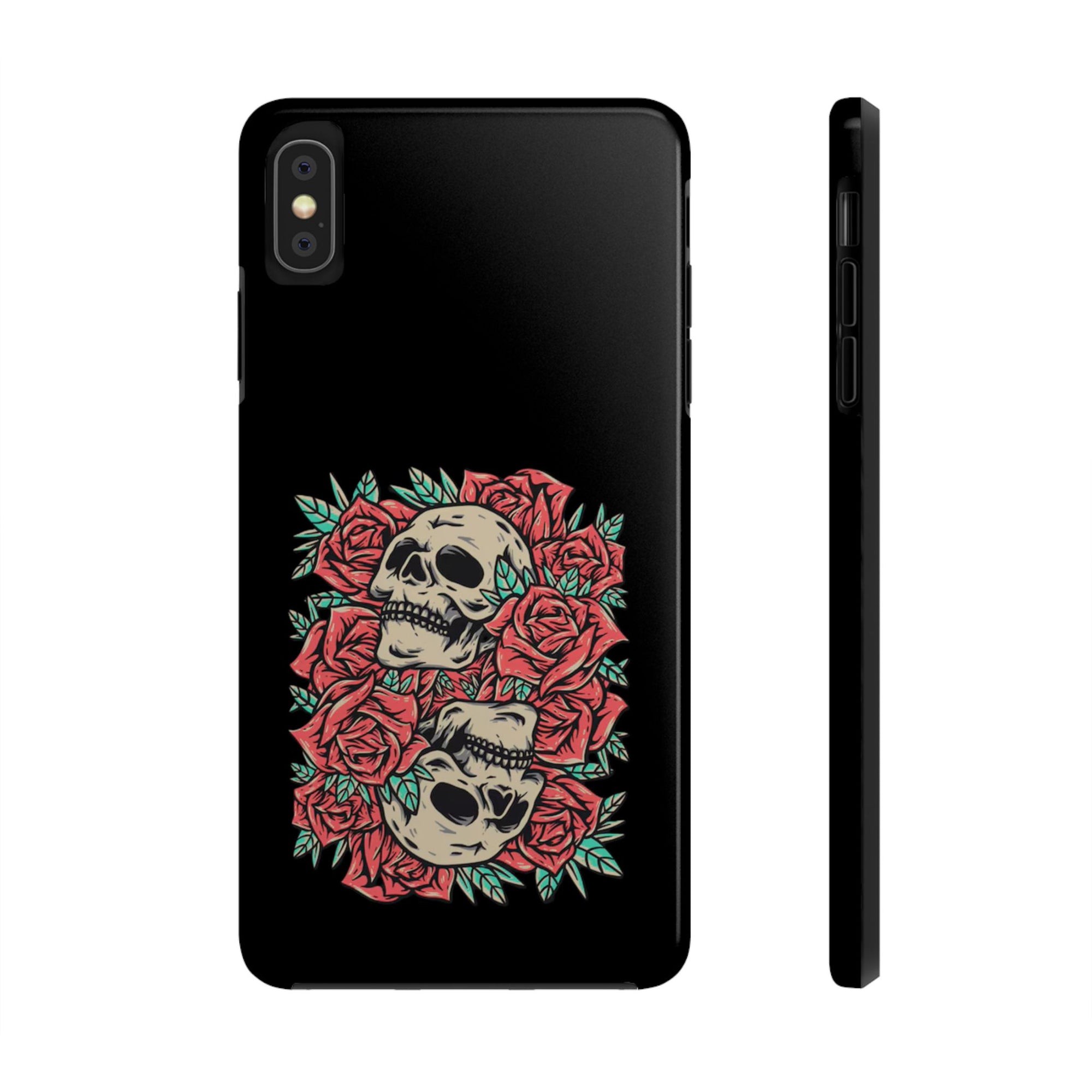 Stylish Skull & Roses Phone Case, Tough Phone Cover, Floral Skull Design, Unique Gift for her, Gothic Aesthetic Accessories
