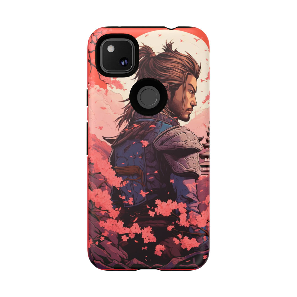 Samurai Phone Case, Tough Cases for Men, Cherry Blossom Art, Gift for Anime Fans, Unique Phone Accessory, Stylish Protection