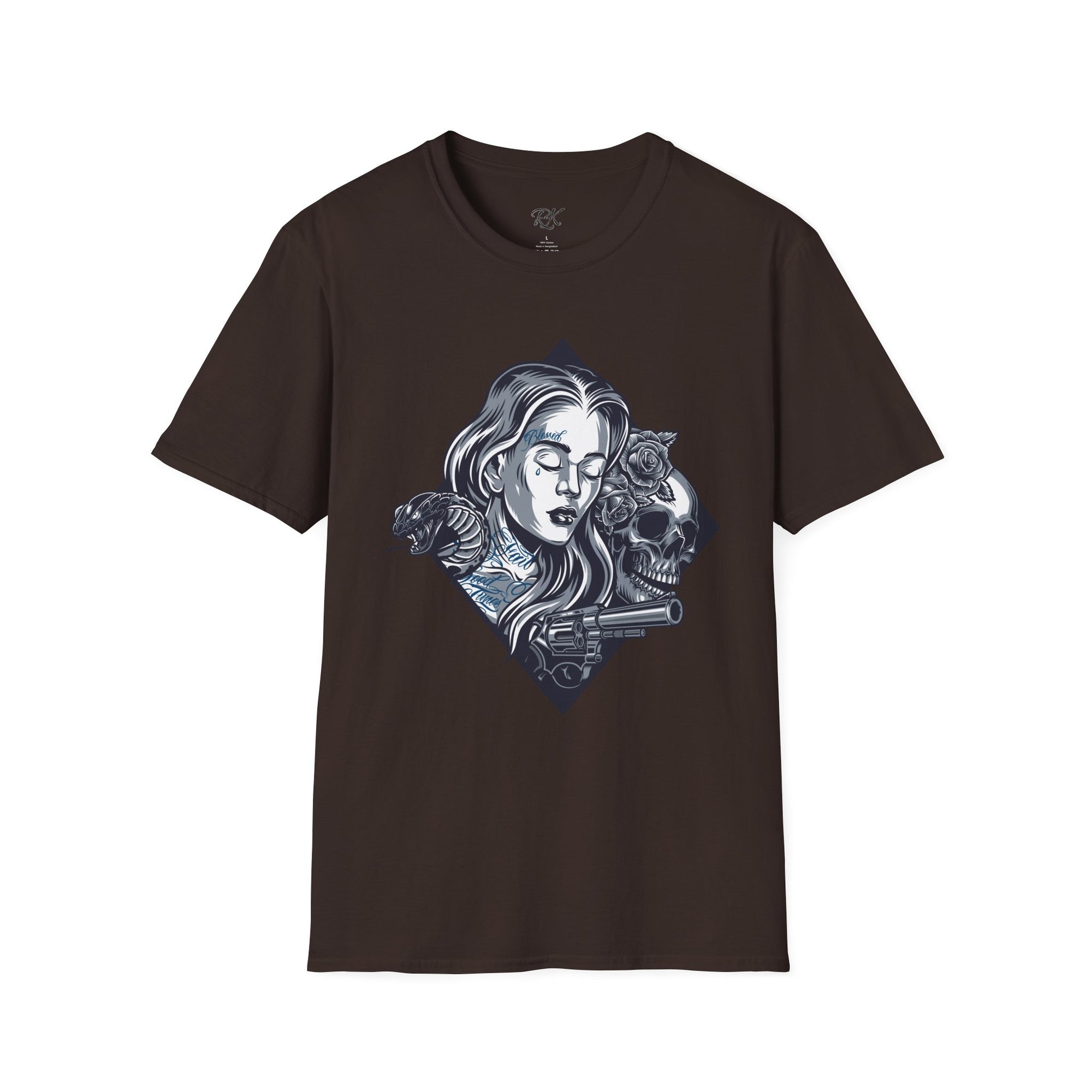 Edgy Graphic Tee, Unisex T-Shirt with Skull and Rose Design, Stylish Casual Wear, Perfect for Gift Giving, Comfortable Everyday Attire