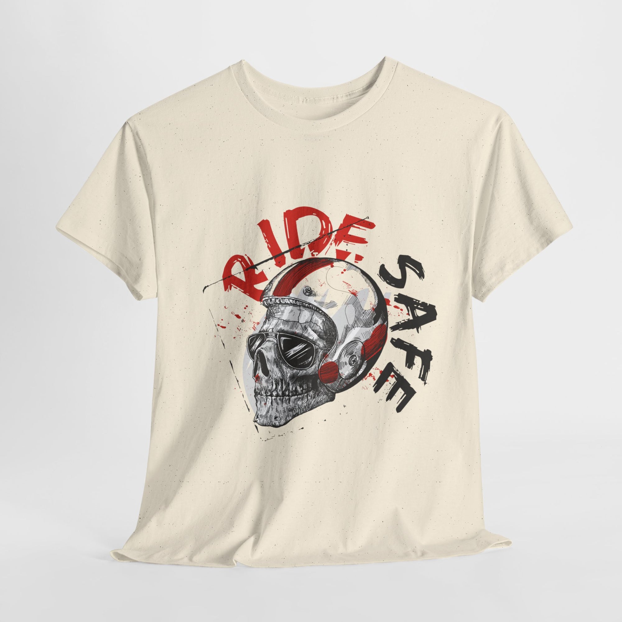 Skull Themed Ride Safe Tee, Unisex Heavy Cotton T-Shirt, Motorcycle Tee, Biker Apparel, Gift for Riders, Casual Wear