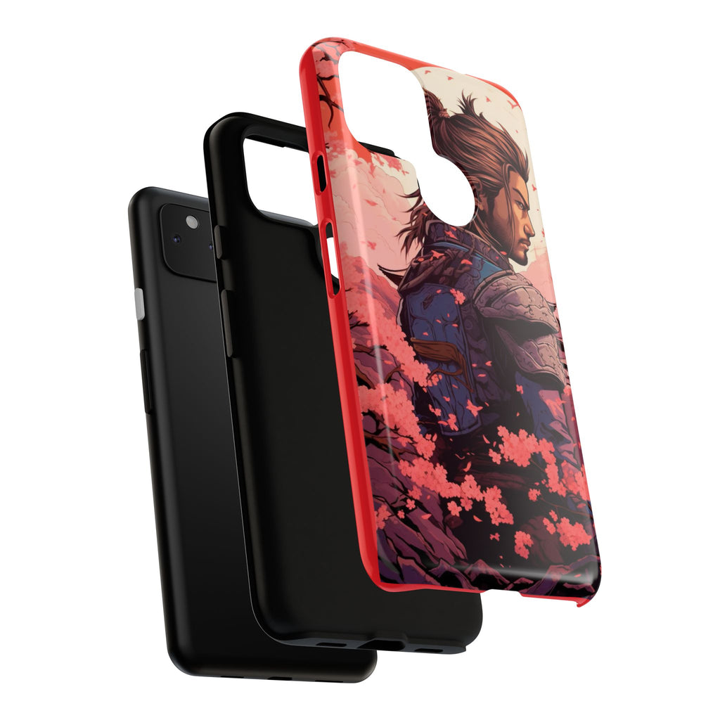 Samurai Phone Case, Tough Cases for Men, Cherry Blossom Art, Gift for Anime Fans, Unique Phone Accessory, Stylish Protection