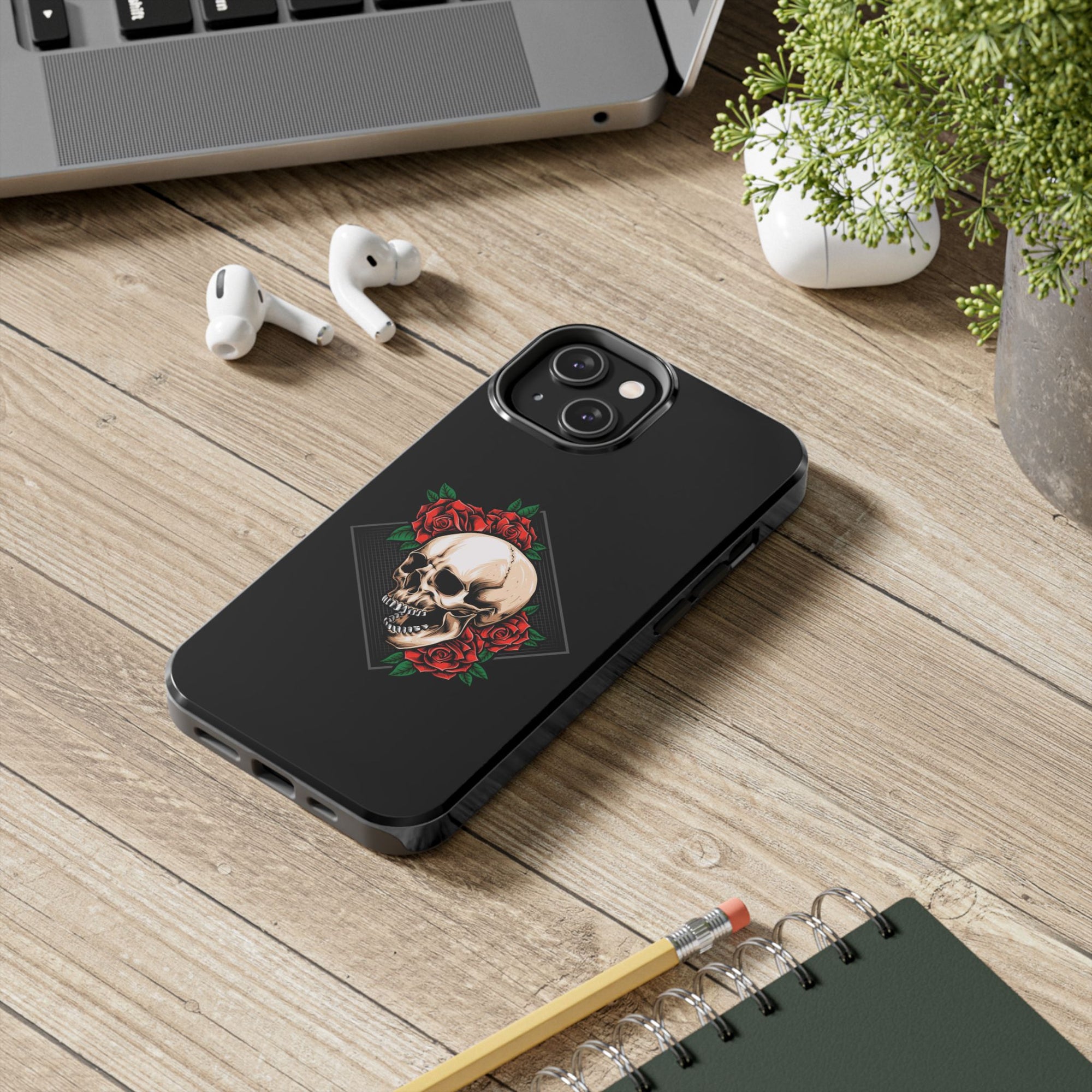 Tough Phone Cases with Skull and Roses Design | Edgy Protection, iPhone & Android Covers, Gothic Gifts, Unique Phone Accessories