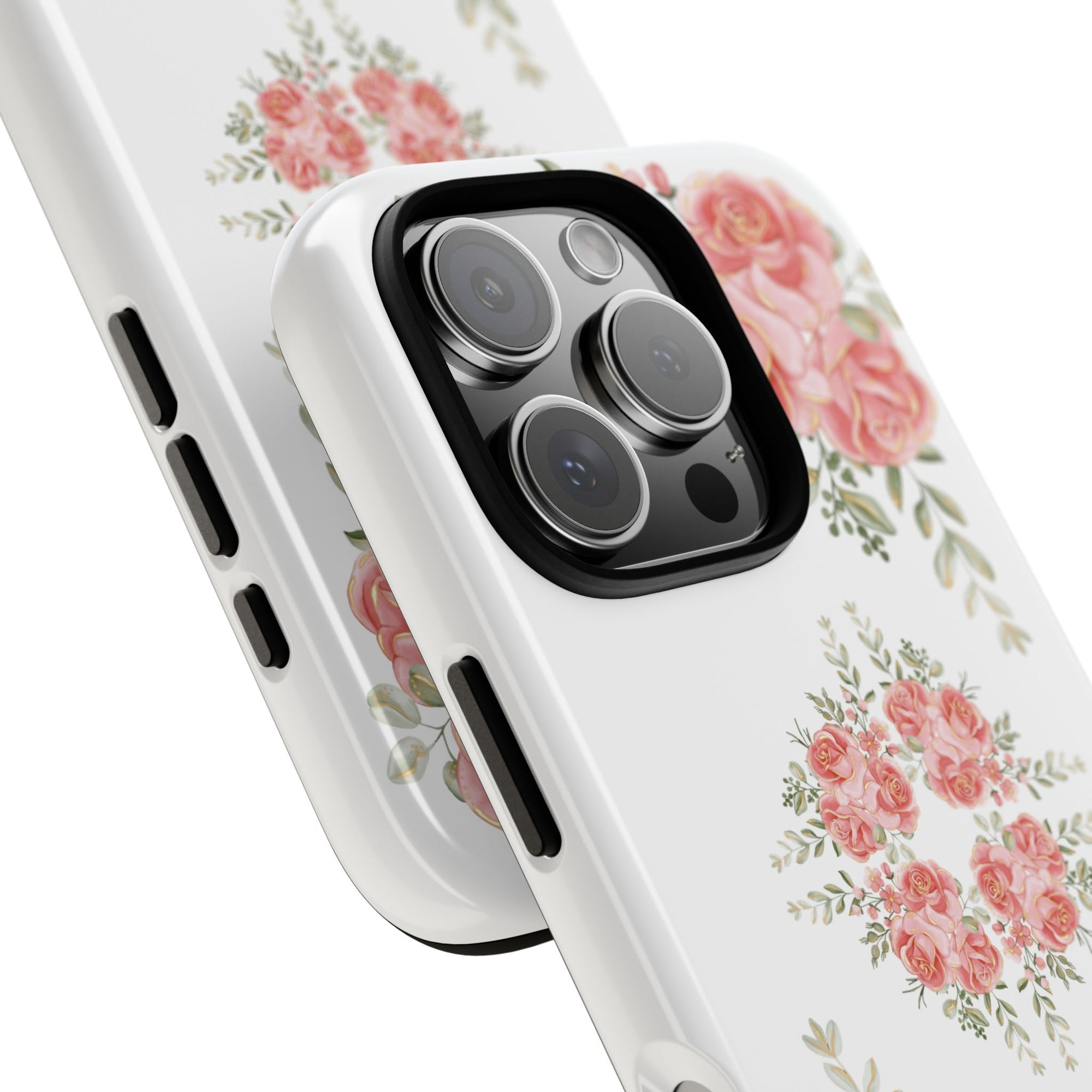 Floral Phone Case, Tough iPhone Case, Rose Design Case, Gift for Her, Floral Phone Cover