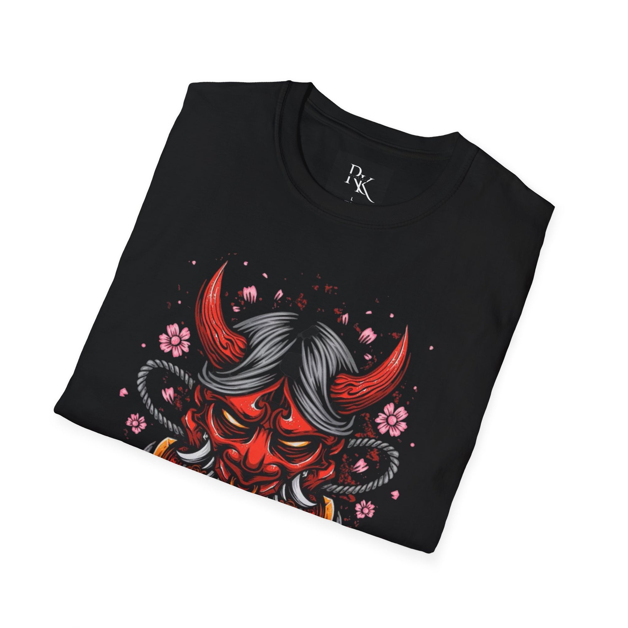 Bold Demon Graphic Unisex Softstyle T-Shirt | Streetwear Tee, Casual Wear, Unique Gift, Anime Lover Apparel, Festival Clothing