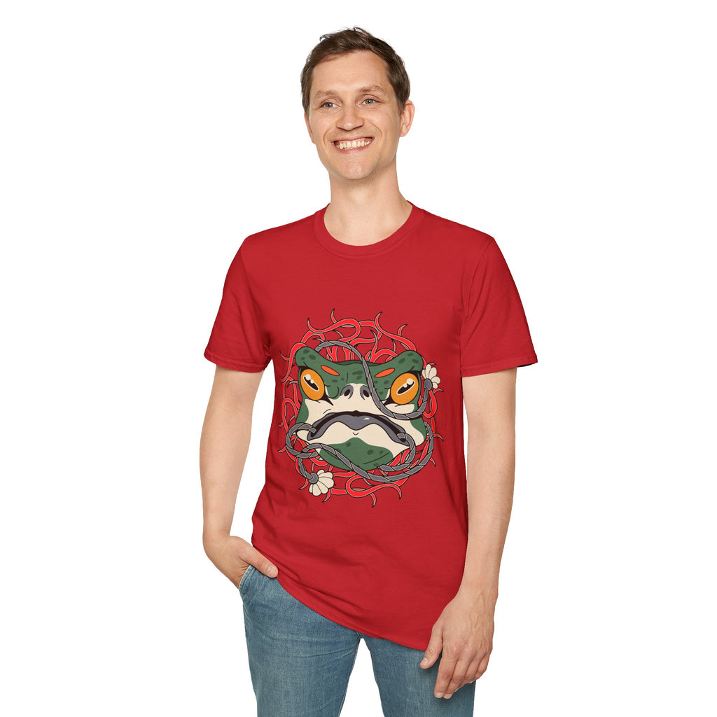 Frog Art Unisex Softstyle T-Shirt | Unique Graphic Tee, Casual Wear, Gift for Nature Lovers, Birthday, Eco-Friendly Fashion