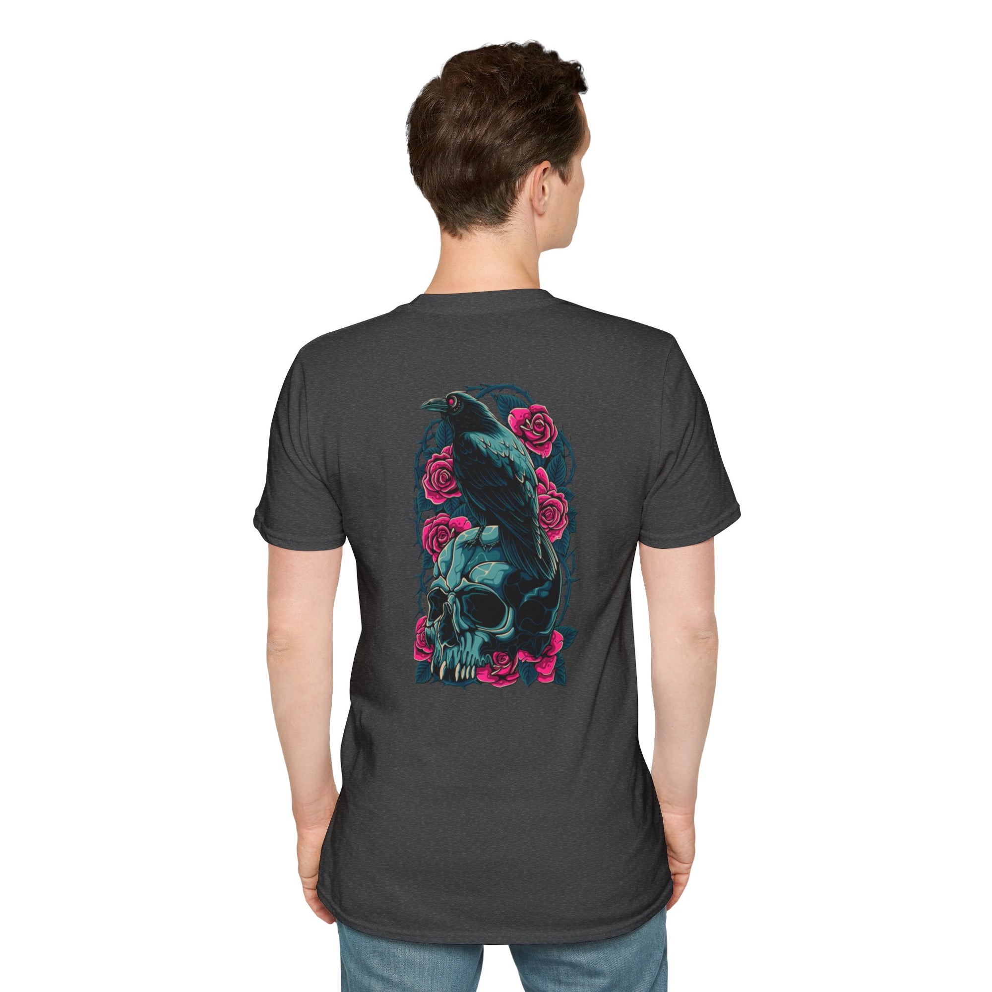 Gothic Skull & Rose Unisex T-Shirt | Boho Style Tee, Casual Wear, Gift for Her, Halloween Shirt, Graphic Tee