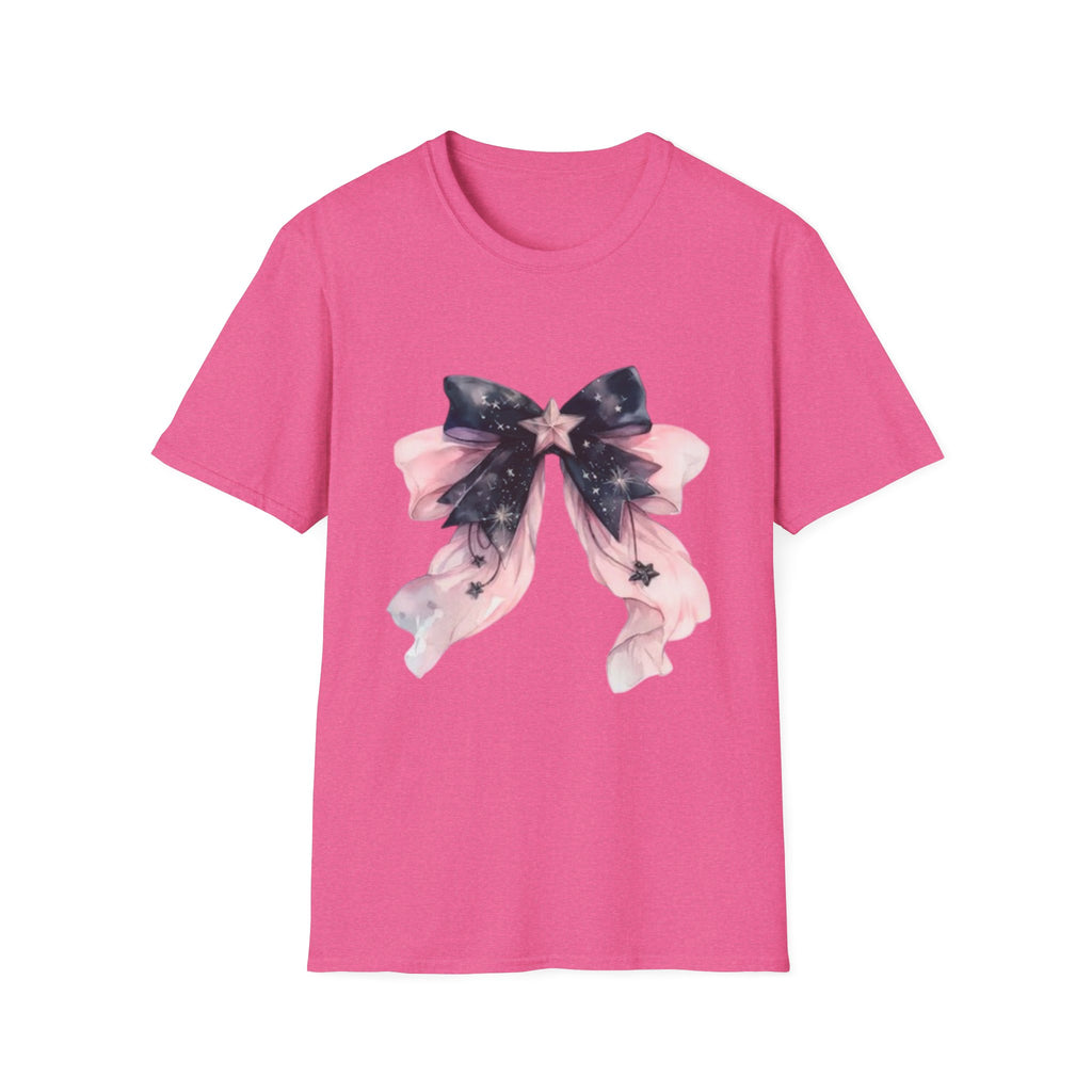 Whimsical Starry Bow T-Shirt, Cute Graphic Tee, Casual Wear, Gift for Her, Summer Fashion, Birthday Present