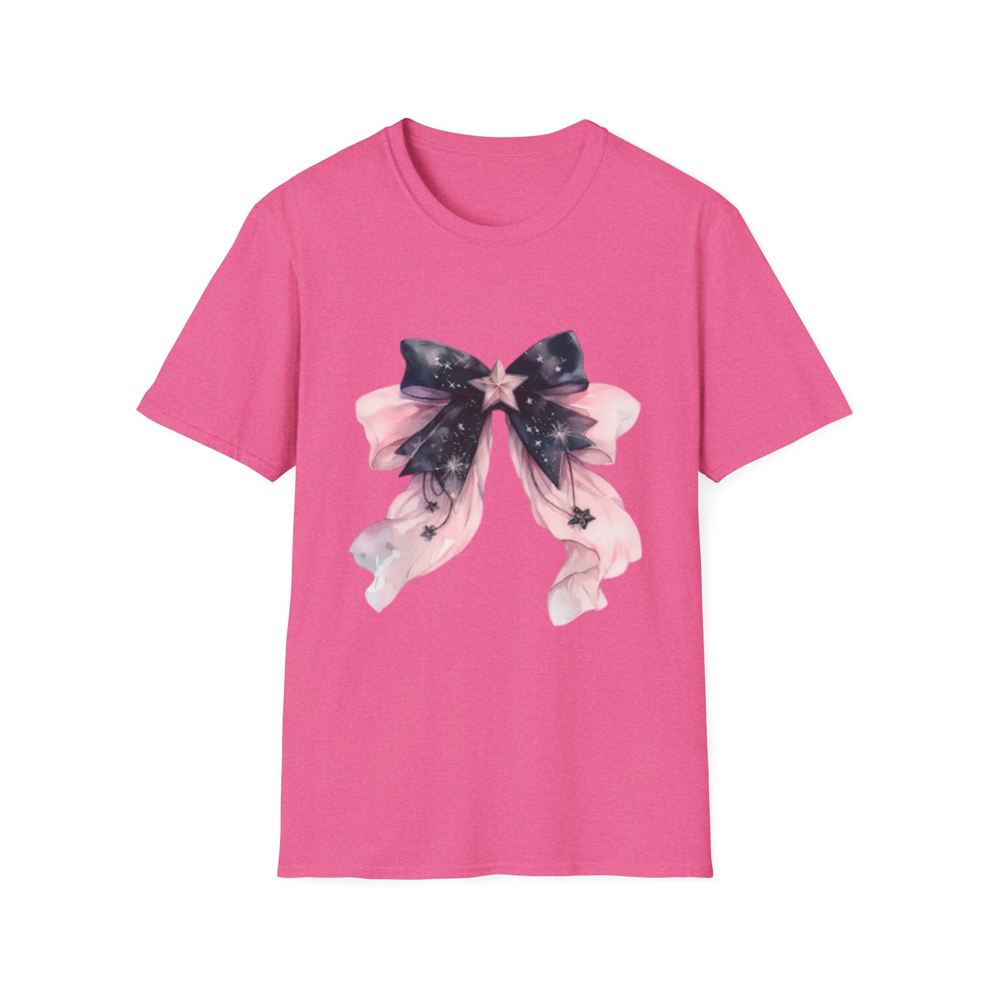 Whimsical Starry Bow T-Shirt, Cute Graphic Tee, Casual Wear, Gift for Her, Summer Fashion, Birthday Present