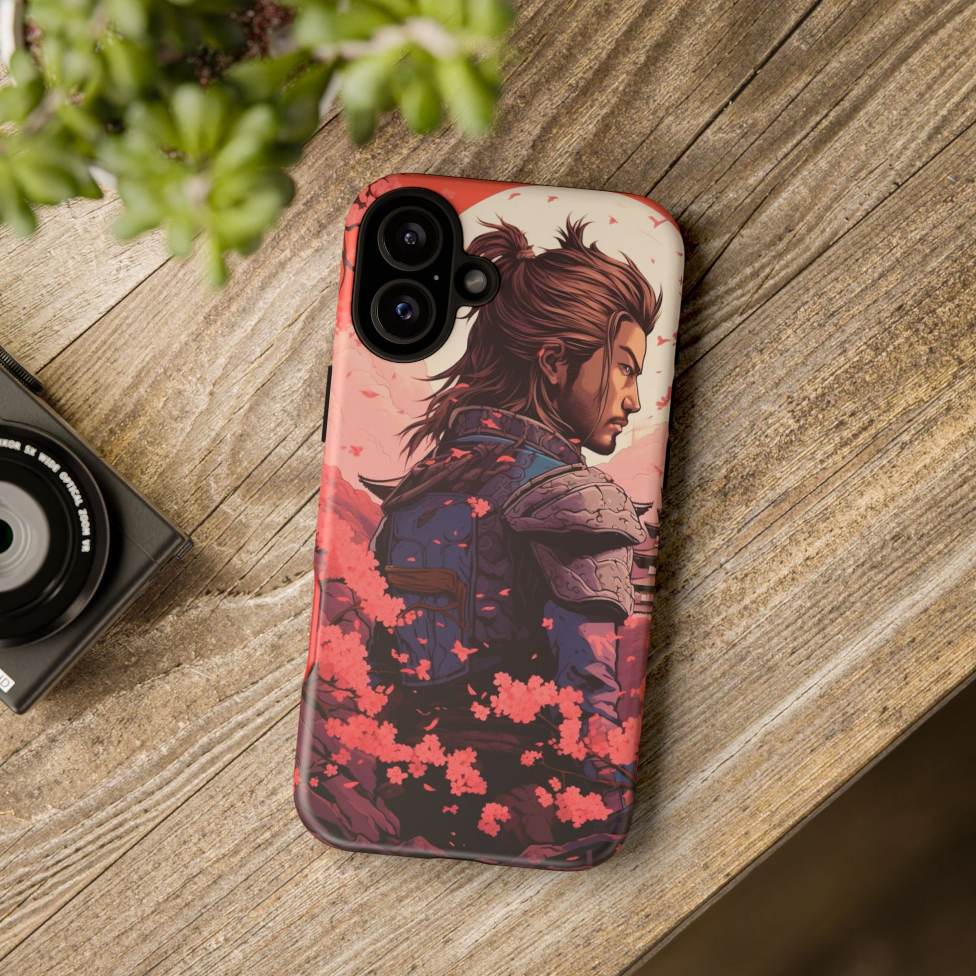 Samurai Phone Case, Tough Cases for Men, Cherry Blossom Art, Gift for Anime Fans, Unique Phone Accessory, Stylish Protection