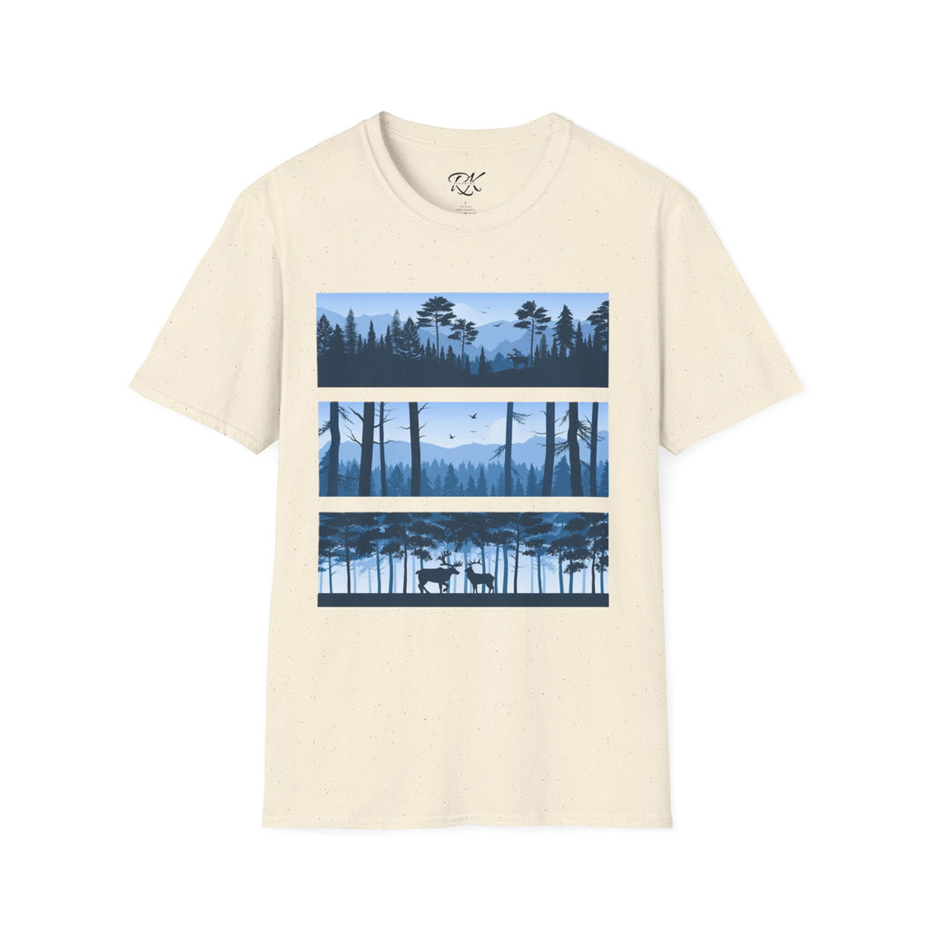 Mountain Landscape Unisex Softstyle T-Shirt | Nature Lover Gift, Outdoor Adventure Tee, Relaxed Fit, Casual Wear, Camping Shirt
