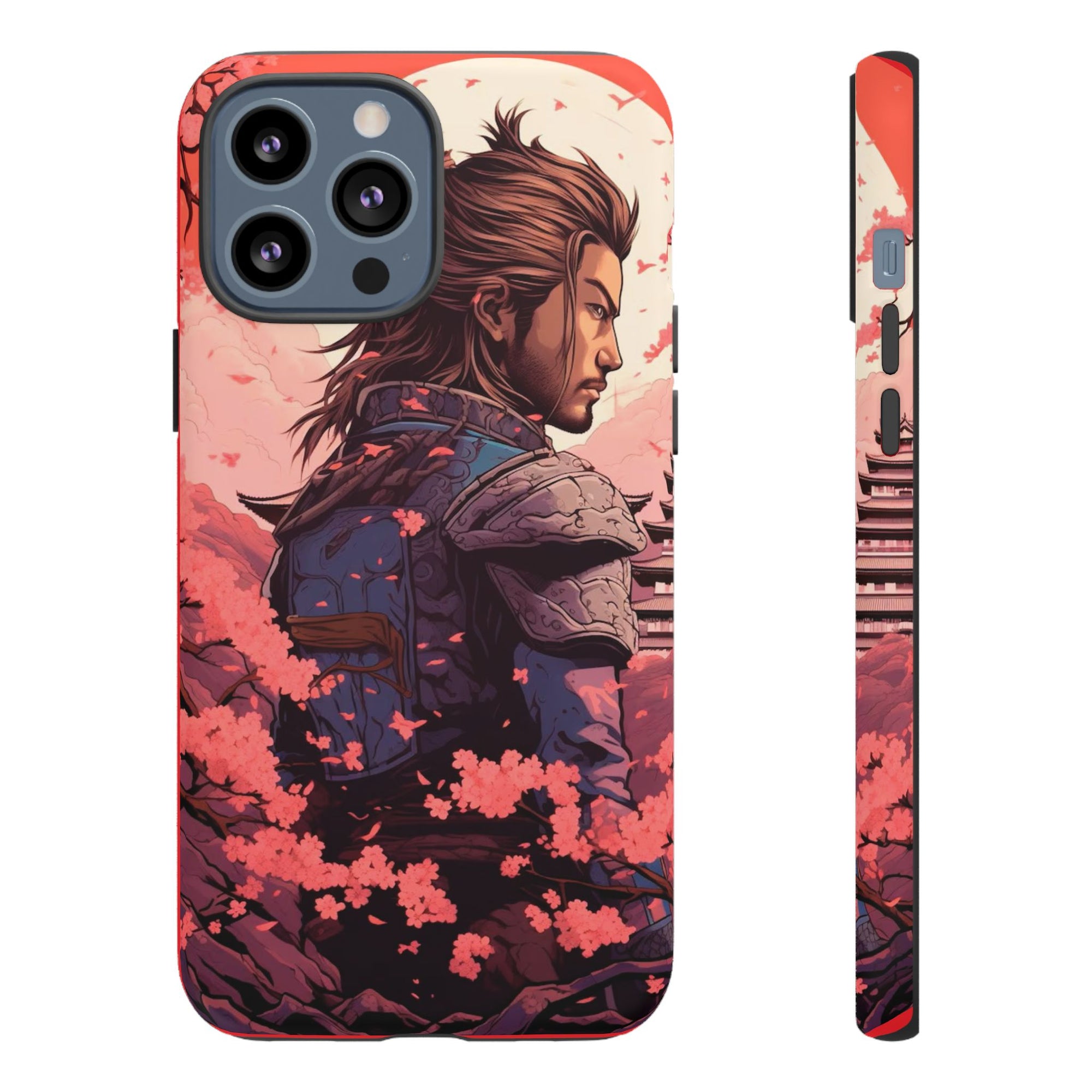 Samurai Phone Case, Tough Cases for Men, Cherry Blossom Art, Gift for Anime Fans, Unique Phone Accessory, Stylish Protection