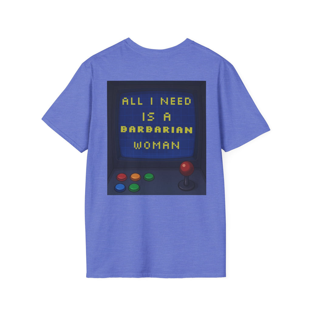 Unisex Barbarian Woman T-Shirt - Softstyle Graphic Tee for Gamers, Gifts for Her, Casual Wear, Birthday Present, Retro Style