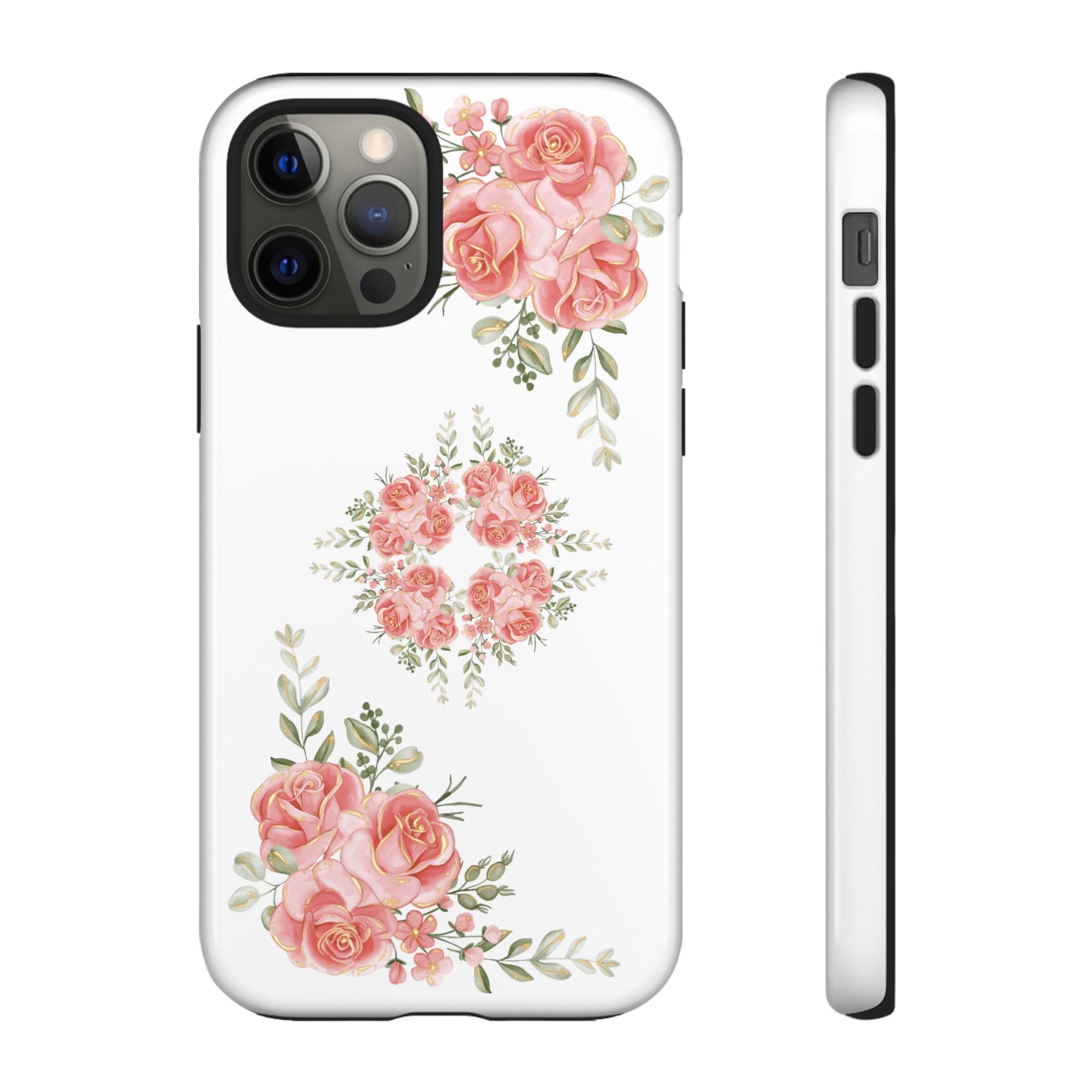 Floral Phone Case, Tough iPhone Case, Rose Design Case, Gift for Her, Floral Phone Cover