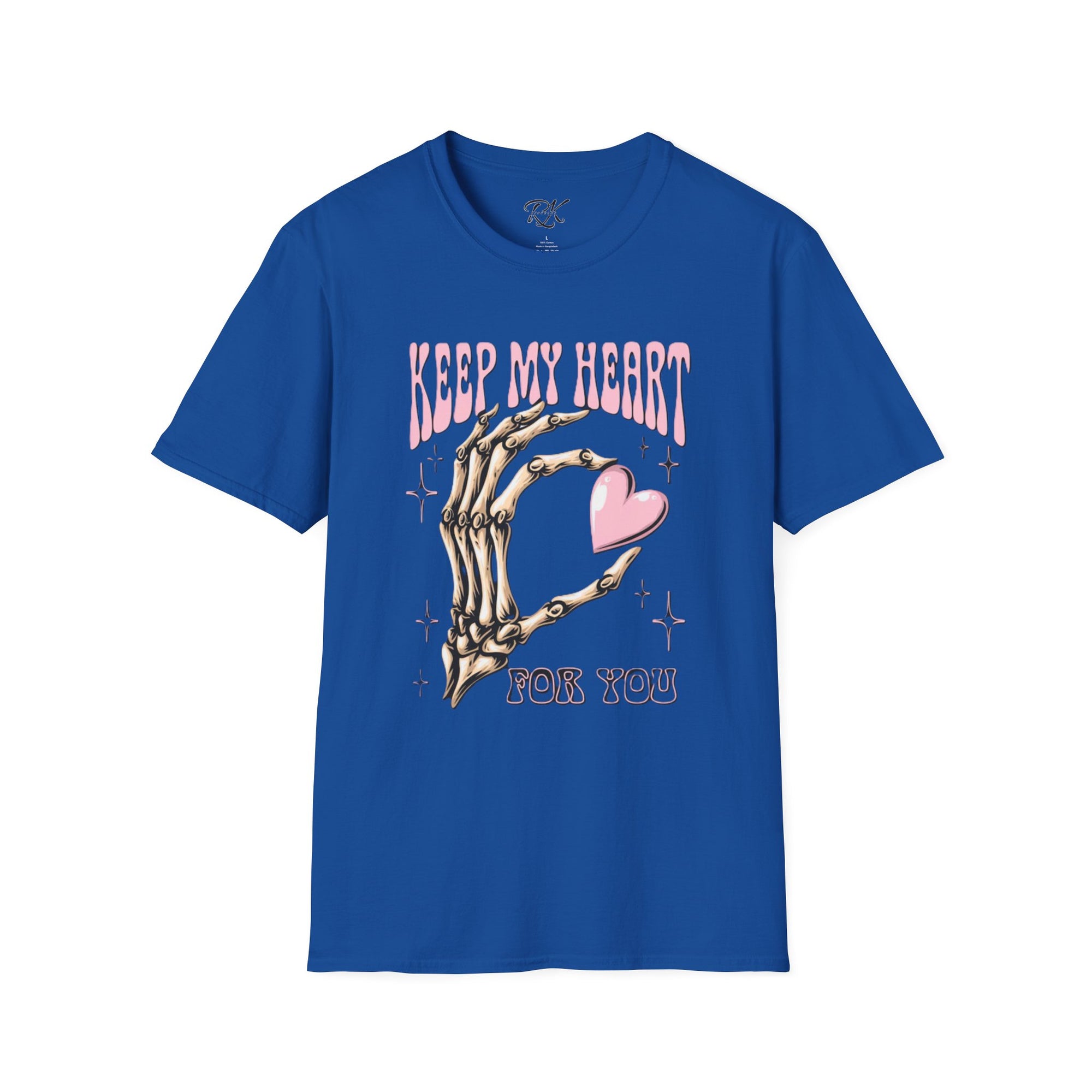 Keep My Heart Unisex Softstyle T-Shirt, Cute Graphic Tee, Valentine's Day Gift, Casual Style, Skeleton Design, Soft Cotton