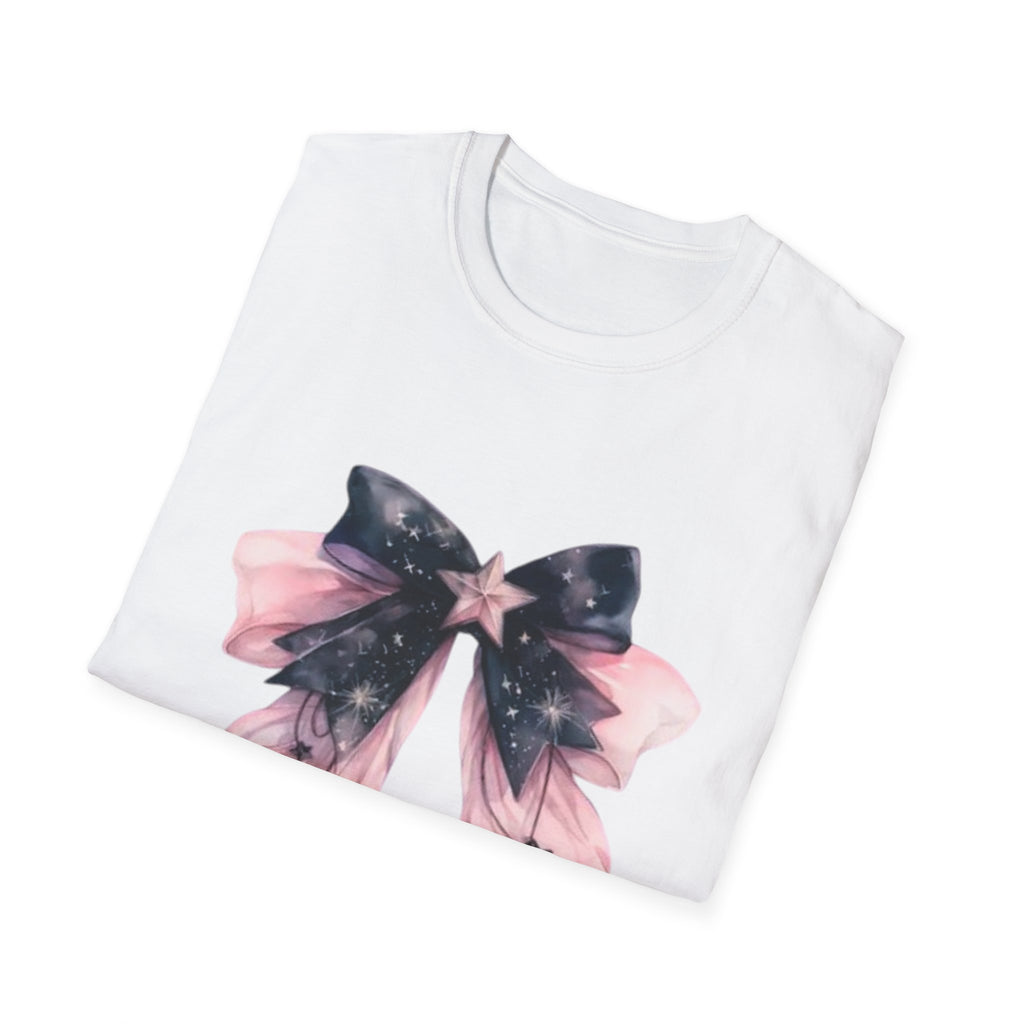 Whimsical Starry Bow T-Shirt, Cute Graphic Tee, Casual Wear, Gift for Her, Summer Fashion, Birthday Present