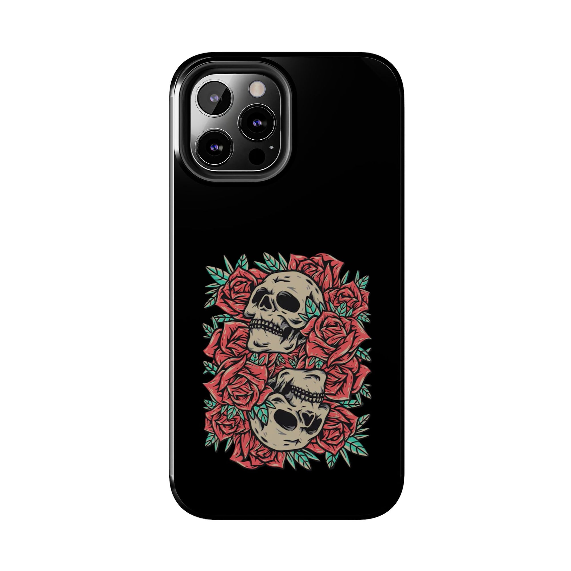 Stylish Skull & Roses Phone Case, Tough Phone Cover, Floral Skull Design, Unique Gift for her, Gothic Aesthetic Accessories