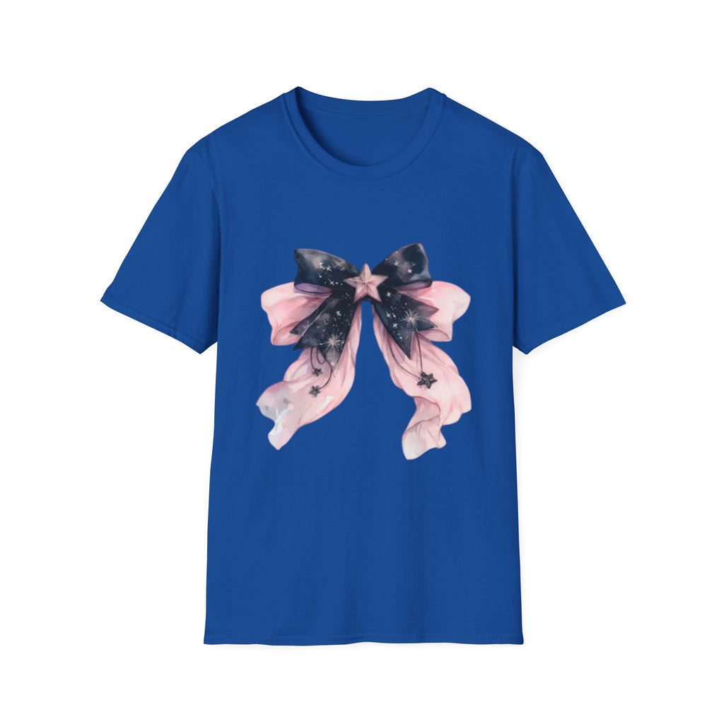 Whimsical Starry Bow T-Shirt, Cute Graphic Tee, Casual Wear, Gift for Her, Summer Fashion, Birthday Present