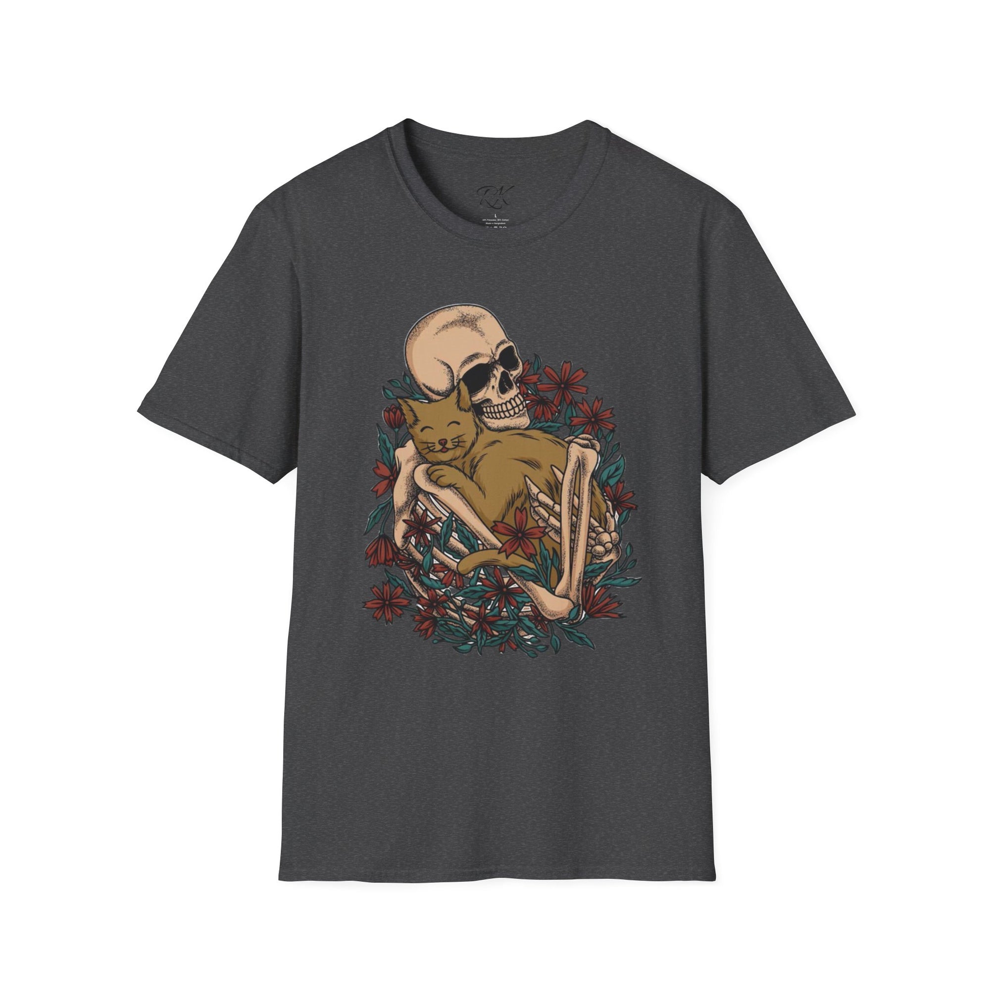 Skeleton Floral Unisex T-Shirt, Cute Grunge Tee, Quirky Halloween Shirt, Casual Everyday Wear, Unique Graphic Top