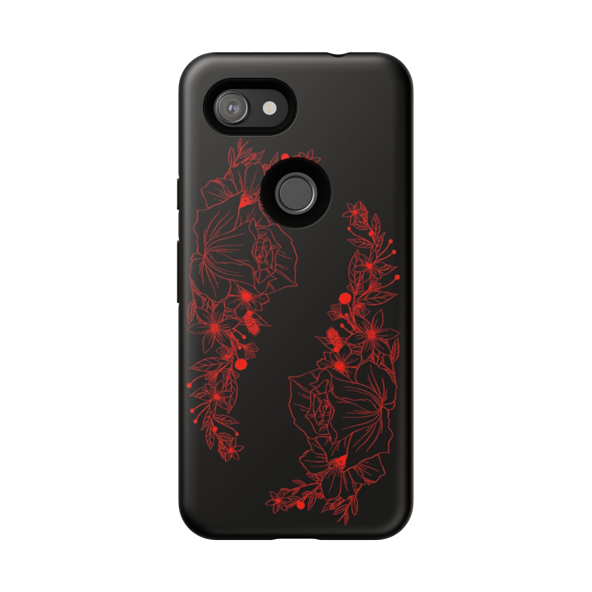 Stylish Floral Phone Case, Tough Phone Cover, Floral Design Case, Gift for Her, Black Phone Accessories