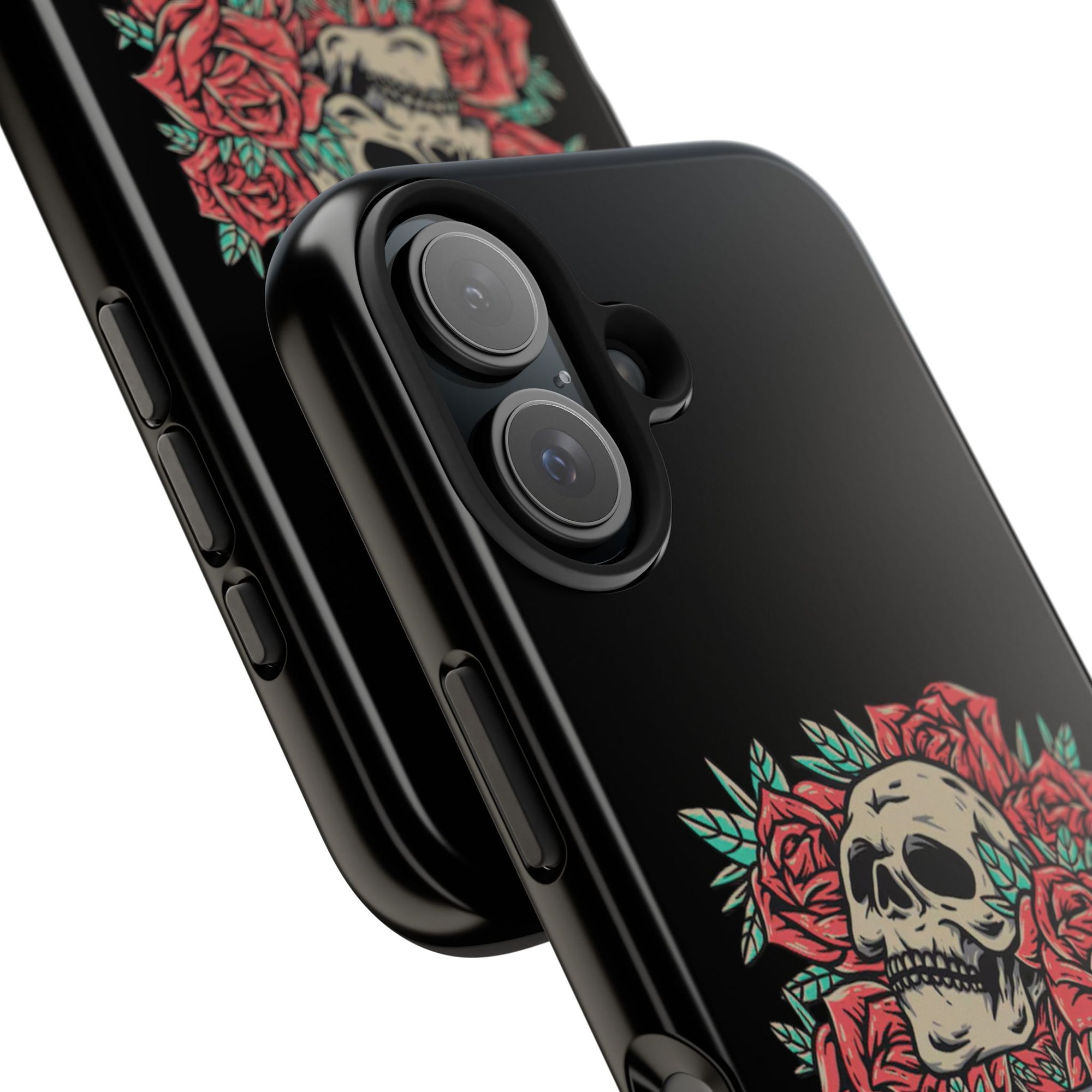 Stylish Skull & Roses Phone Case, Tough Phone Cover, Floral Skull Design, Unique Gift for her, Gothic Aesthetic Accessories