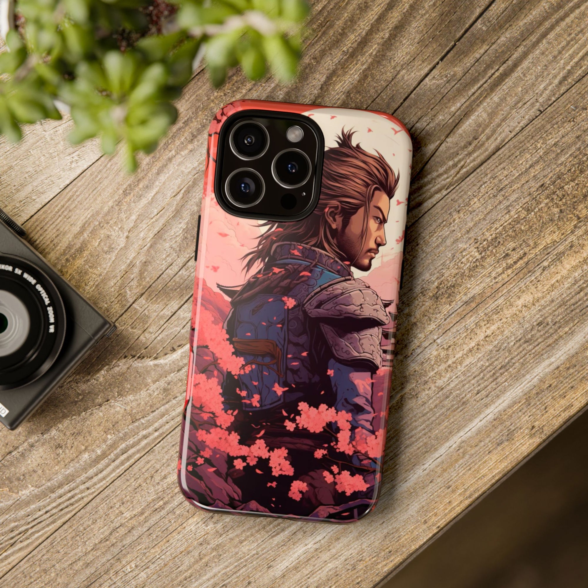 Samurai Phone Case, Tough Cases for Men, Cherry Blossom Art, Gift for Anime Fans, Unique Phone Accessory, Stylish Protection
