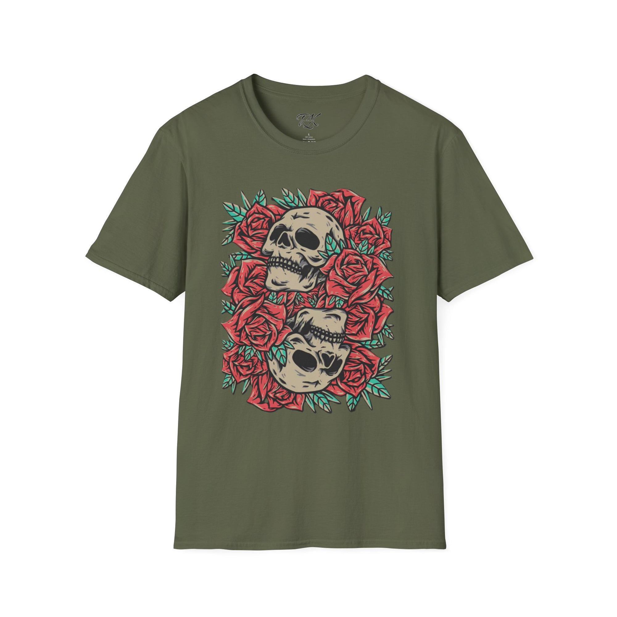 Skull & Roses Graphic T-Shirt | Edgy Casual Wear, Halloween Outfit, Gift for Friends, Festival Style, Unisex Shirt