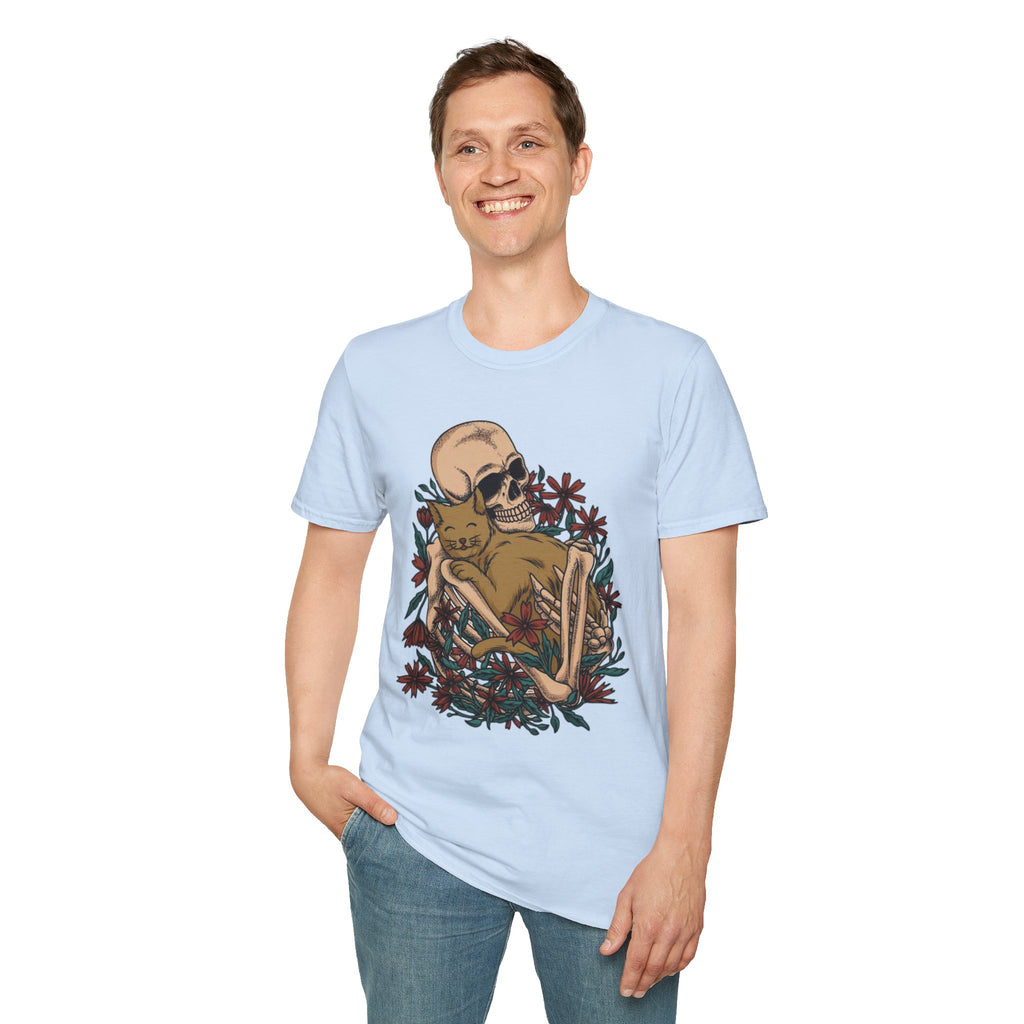 Skeleton Floral Unisex T-Shirt, Cute Grunge Tee, Quirky Halloween Shirt, Casual Everyday Wear, Unique Graphic Top