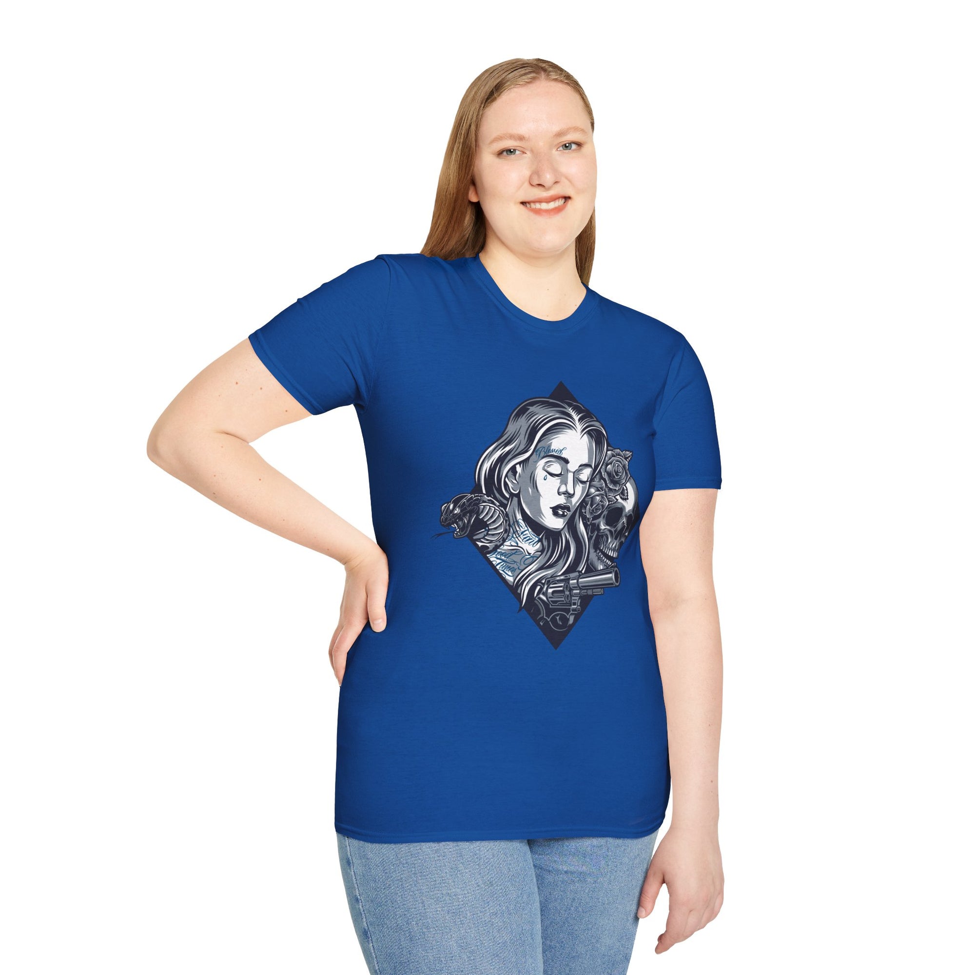 Edgy Graphic Tee, Unisex T-Shirt with Skull and Rose Design, Stylish Casual Wear, Perfect for Gift Giving, Comfortable Everyday Attire