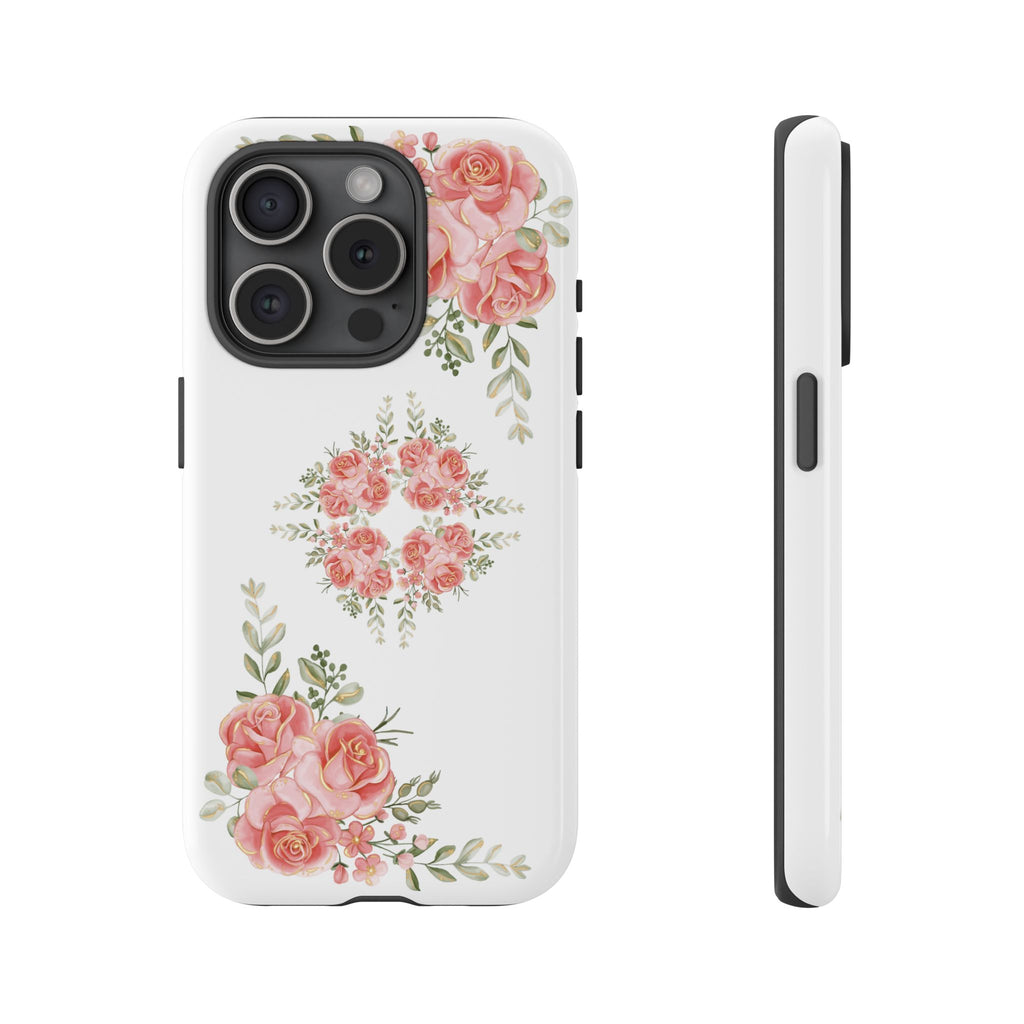 Floral Phone Case, Tough iPhone Case, Rose Design Case, Gift for Her, Floral Phone Cover