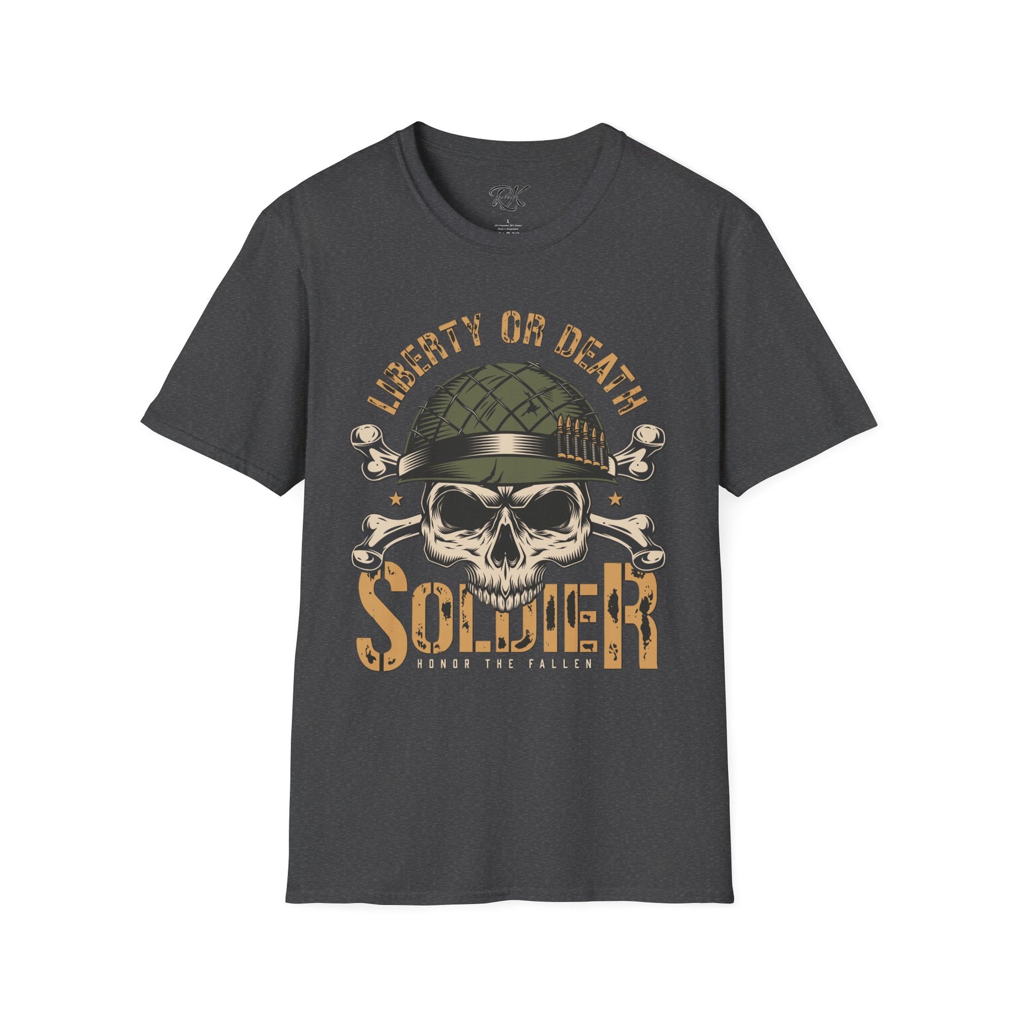Liberty or Death Skull Soldier T-Shirt, Military Apparel, Unisex Graphic Tee, Veteran Gift, Casual Wear, Outdoor Adventure