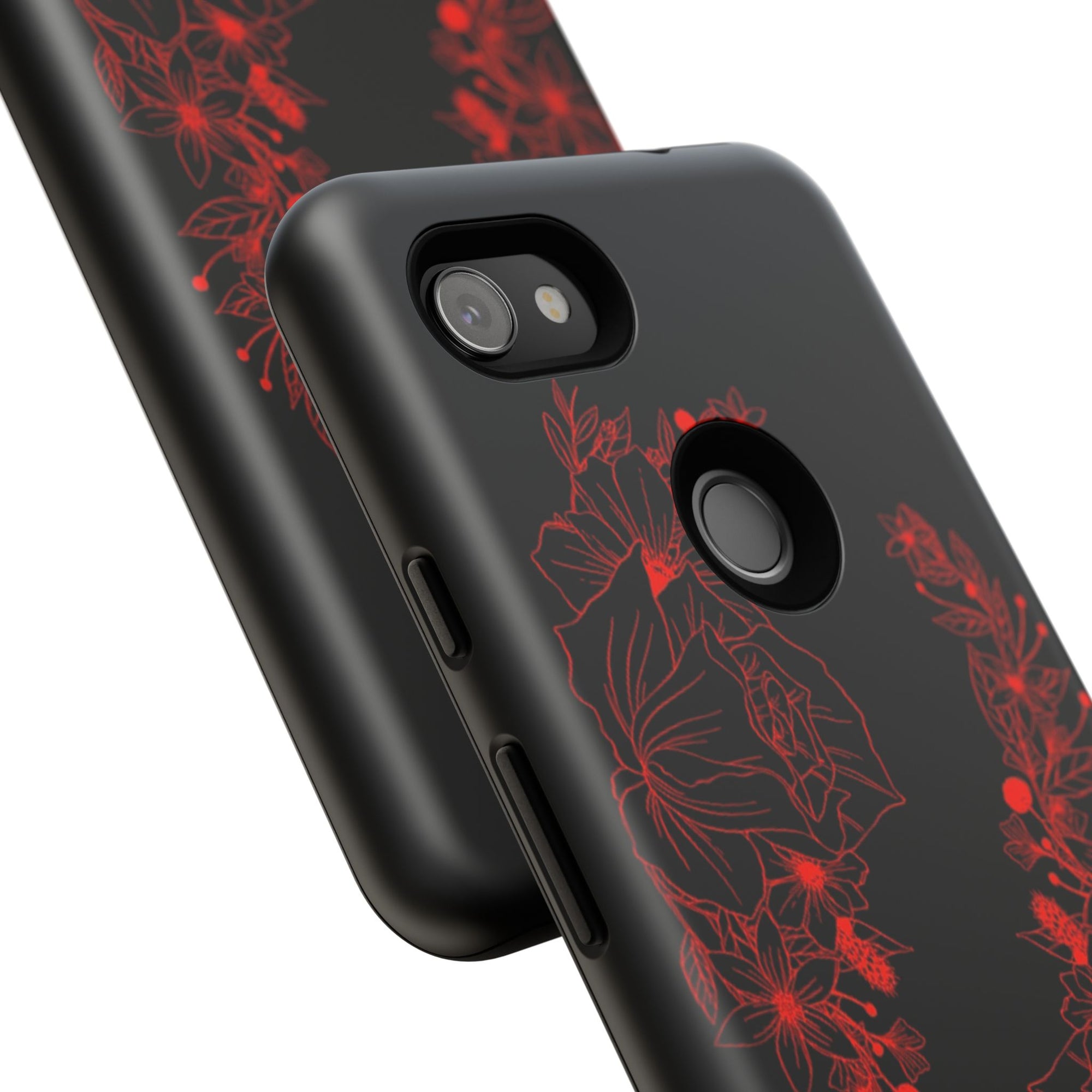 Stylish Floral Phone Case, Tough Phone Cover, Floral Design Case, Gift for Her, Black Phone Accessories
