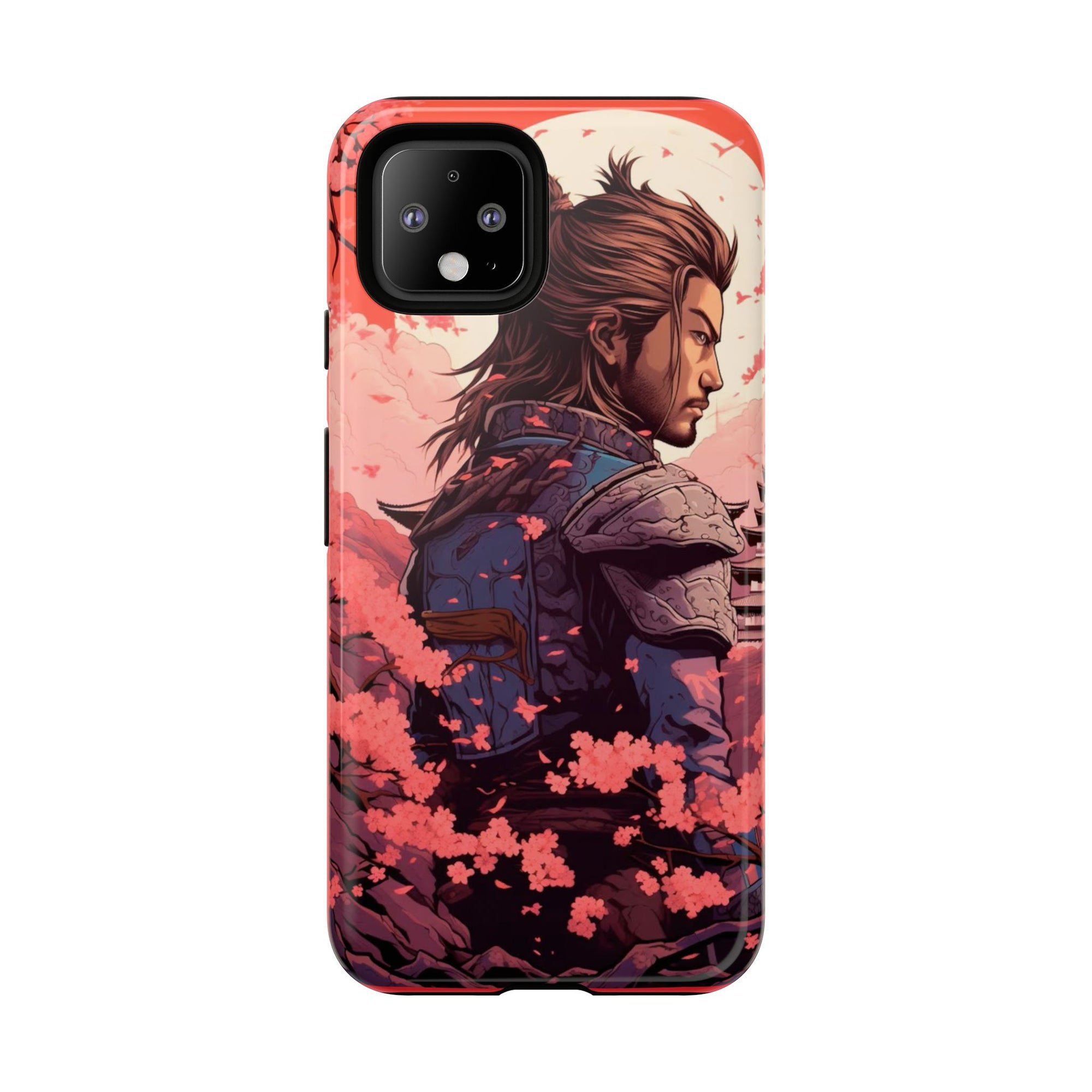 Samurai Phone Case, Tough Cases for Men, Cherry Blossom Art, Gift for Anime Fans, Unique Phone Accessory, Stylish Protection