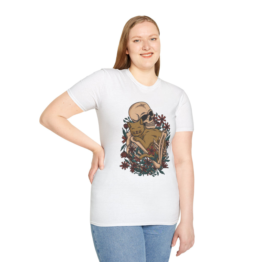 Skeleton Floral Unisex T-Shirt, Cute Grunge Tee, Quirky Halloween Shirt, Casual Everyday Wear, Unique Graphic Top
