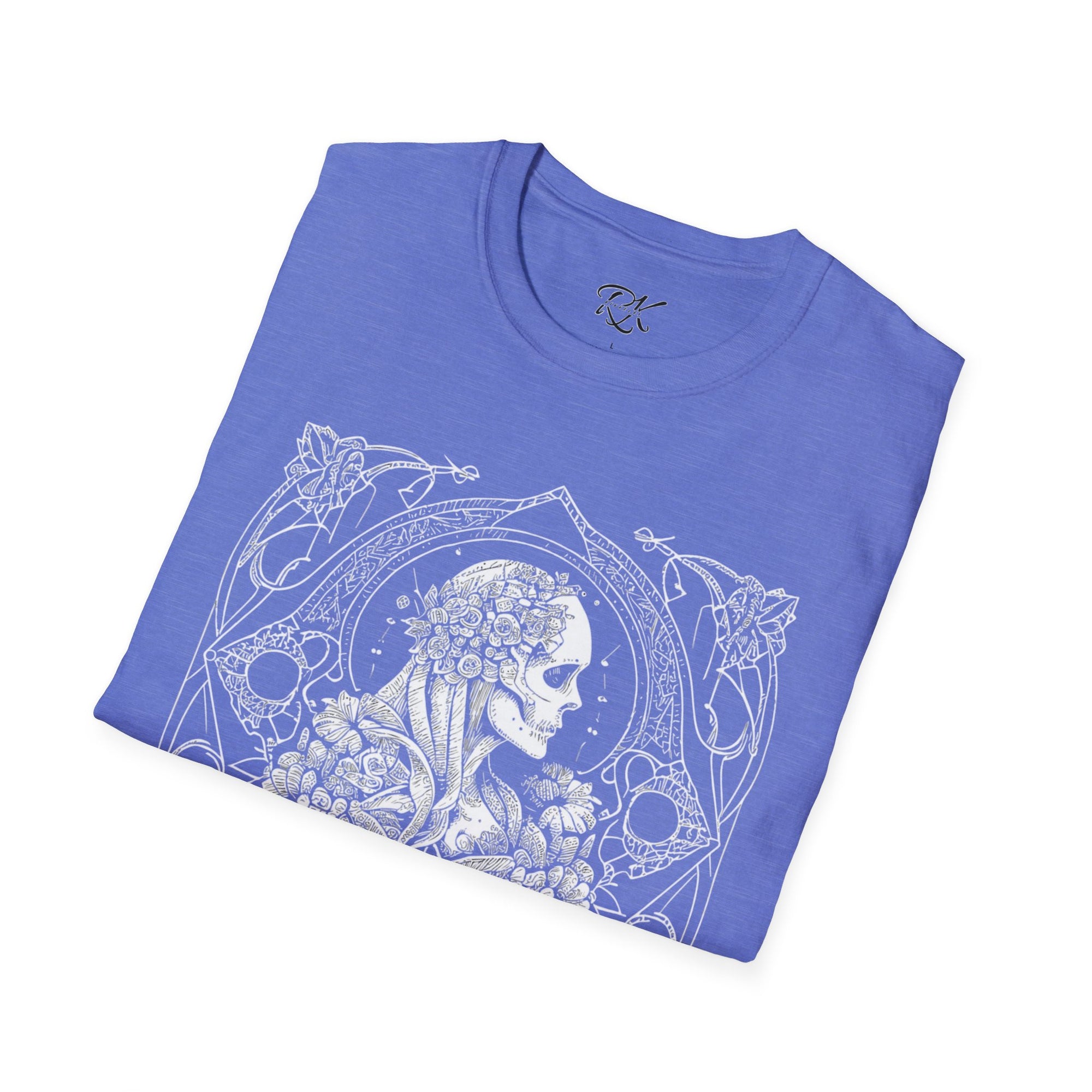 Gothic Floral Skull T-Shirt, Unisex Softstyle Tee, Halloween Apparel, Gothic Fashion, Unique Gift, Casual Wear