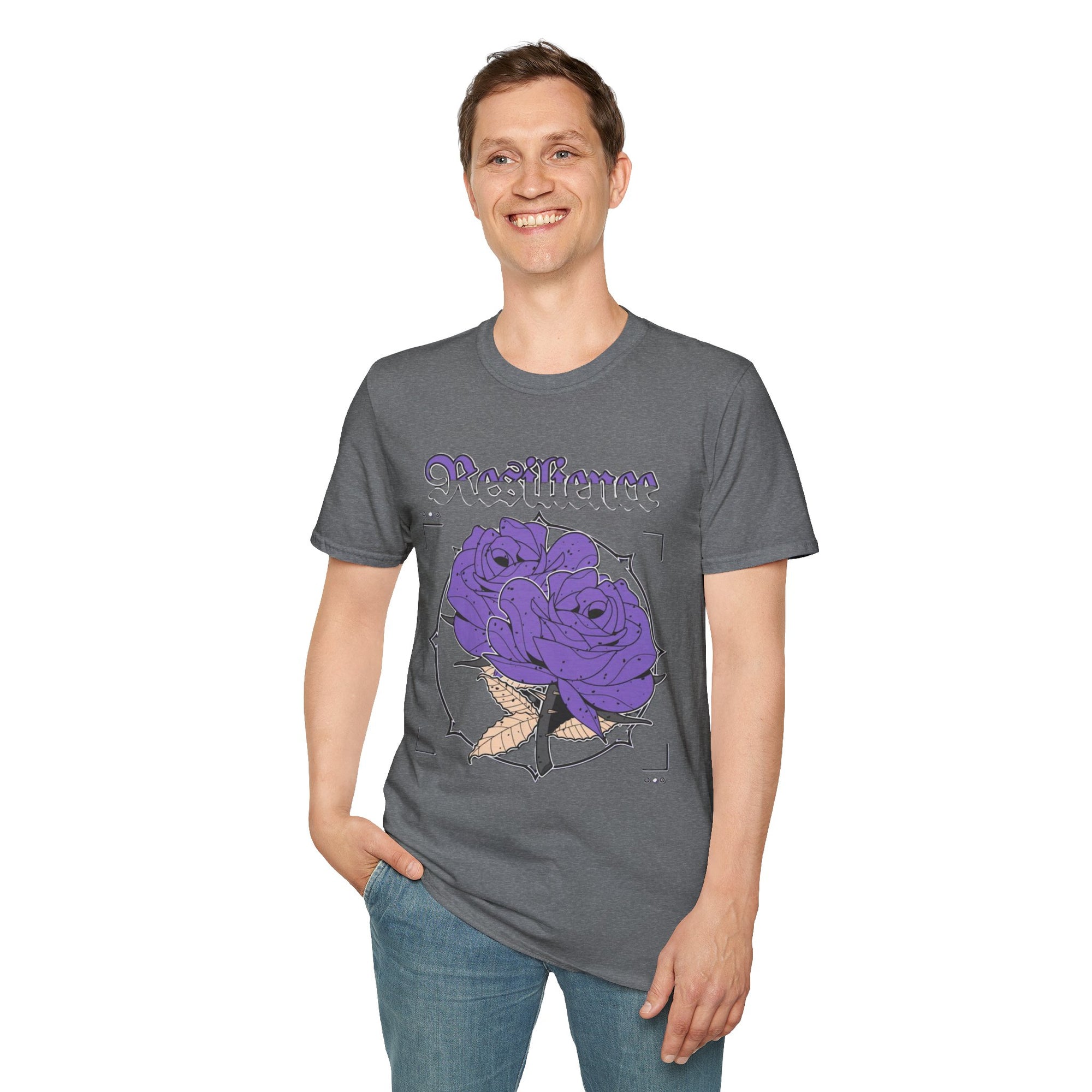 Purple Rose Graphic T-Shirt, Soft Stylish Tee, Unisex Floral Apparel, Gift for Her, Spring Outfit Idea, Vintage Aesthetic Top