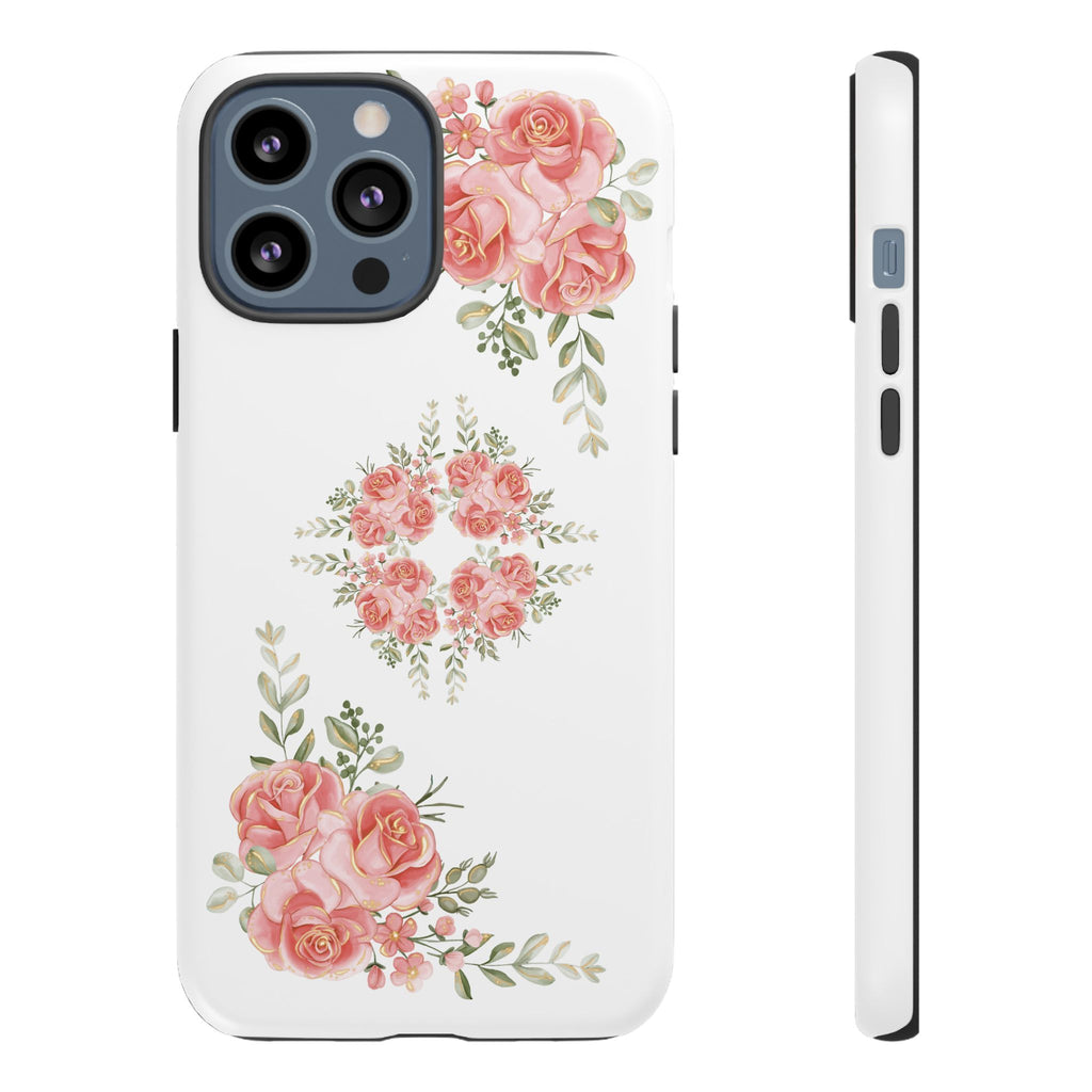 Floral Phone Case, Tough iPhone Case, Rose Design Case, Gift for Her, Floral Phone Cover
