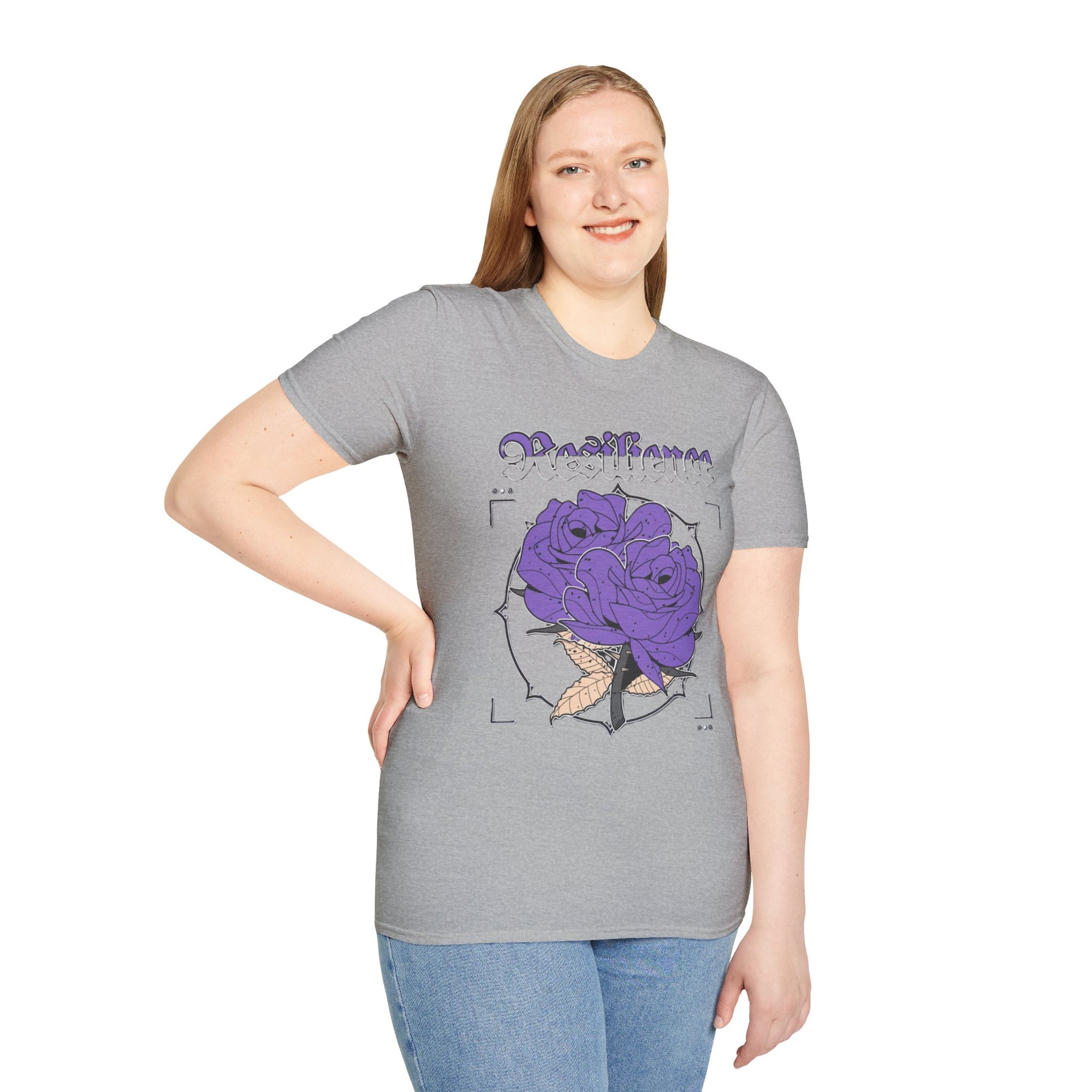Purple Rose Graphic T-Shirt, Soft Stylish Tee, Unisex Floral Apparel, Gift for Her, Spring Outfit Idea, Vintage Aesthetic Top