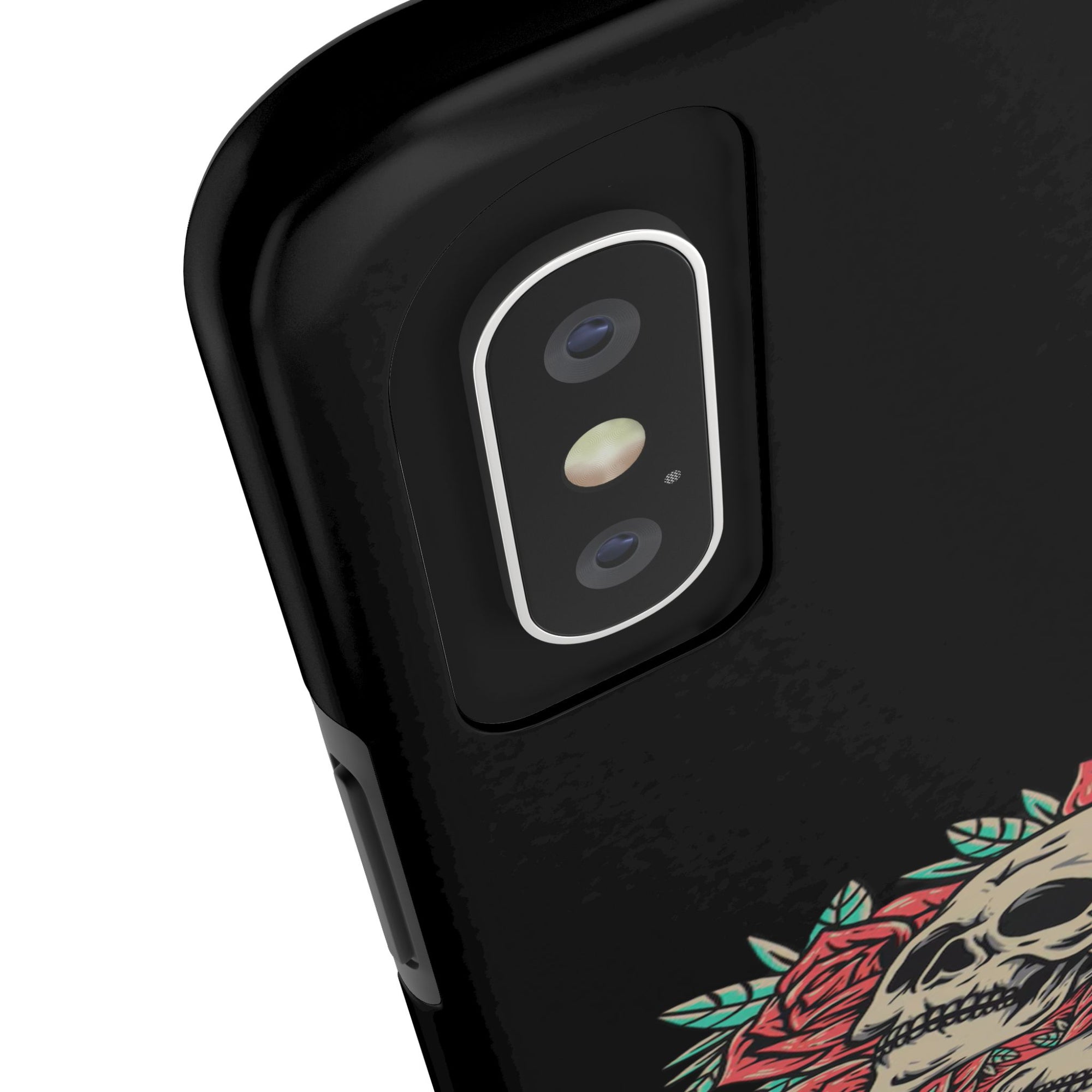 Stylish Skull & Roses Phone Case, Tough Phone Cover, Floral Skull Design, Unique Gift for her, Gothic Aesthetic Accessories
