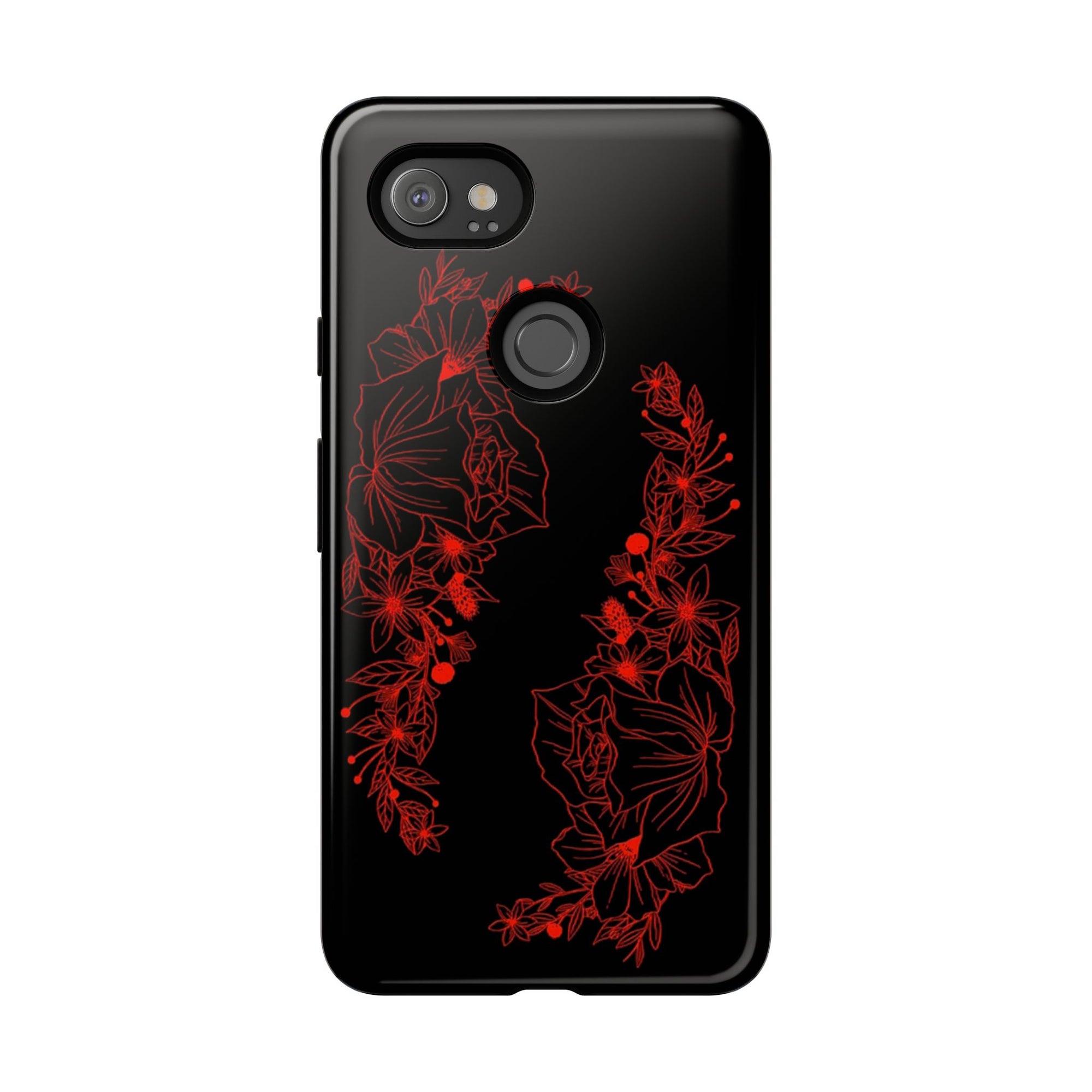 Stylish Floral Phone Case, Tough Phone Cover, Floral Design Case, Gift for Her, Black Phone Accessories