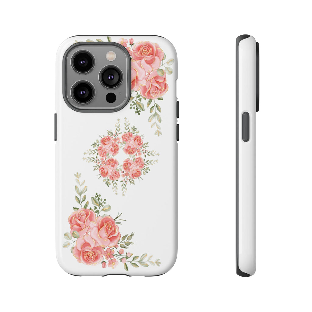 Floral Phone Case, Tough iPhone Case, Rose Design Case, Gift for Her, Floral Phone Cover