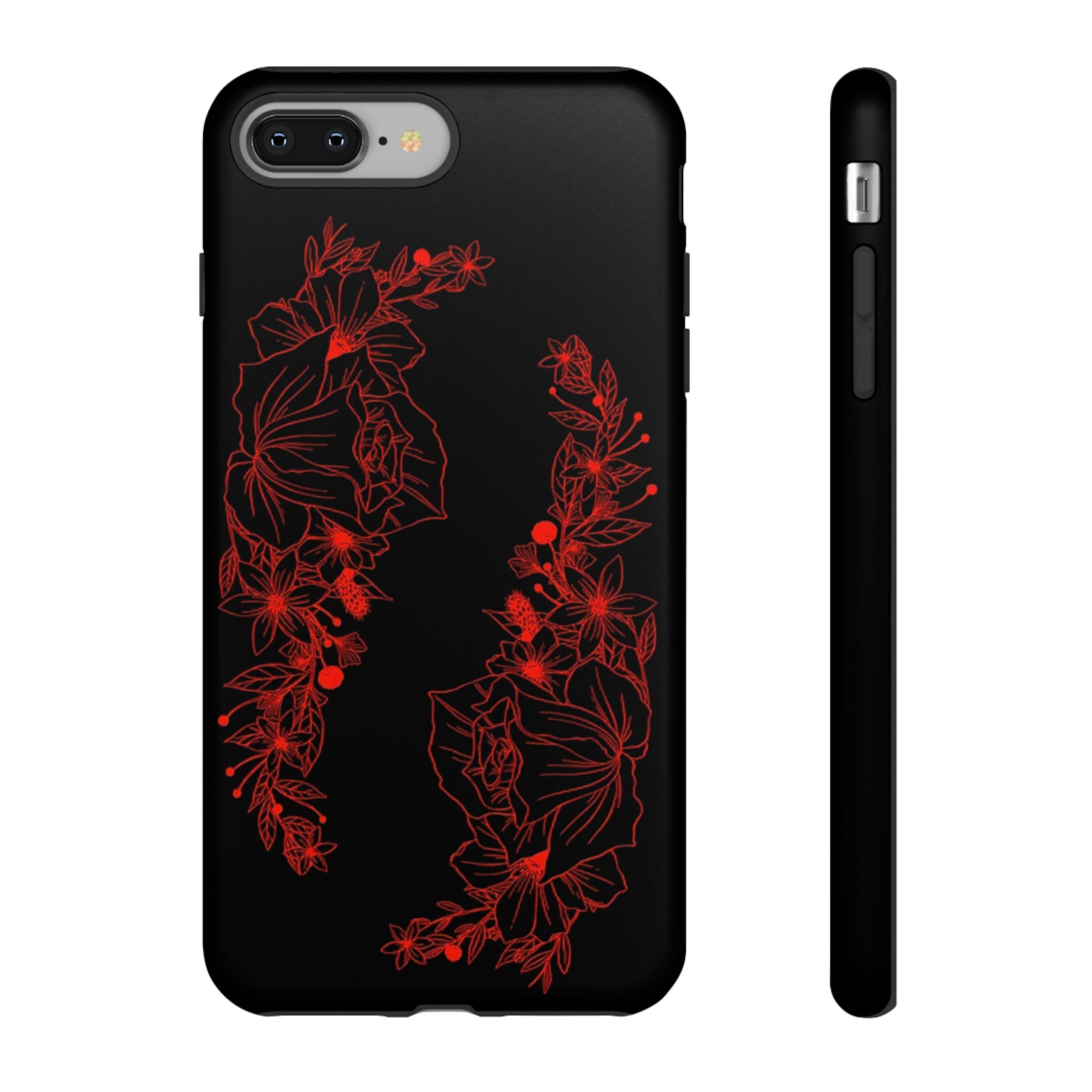 Stylish Floral Phone Case, Tough Phone Cover, Floral Design Case, Gift for Her, Black Phone Accessories